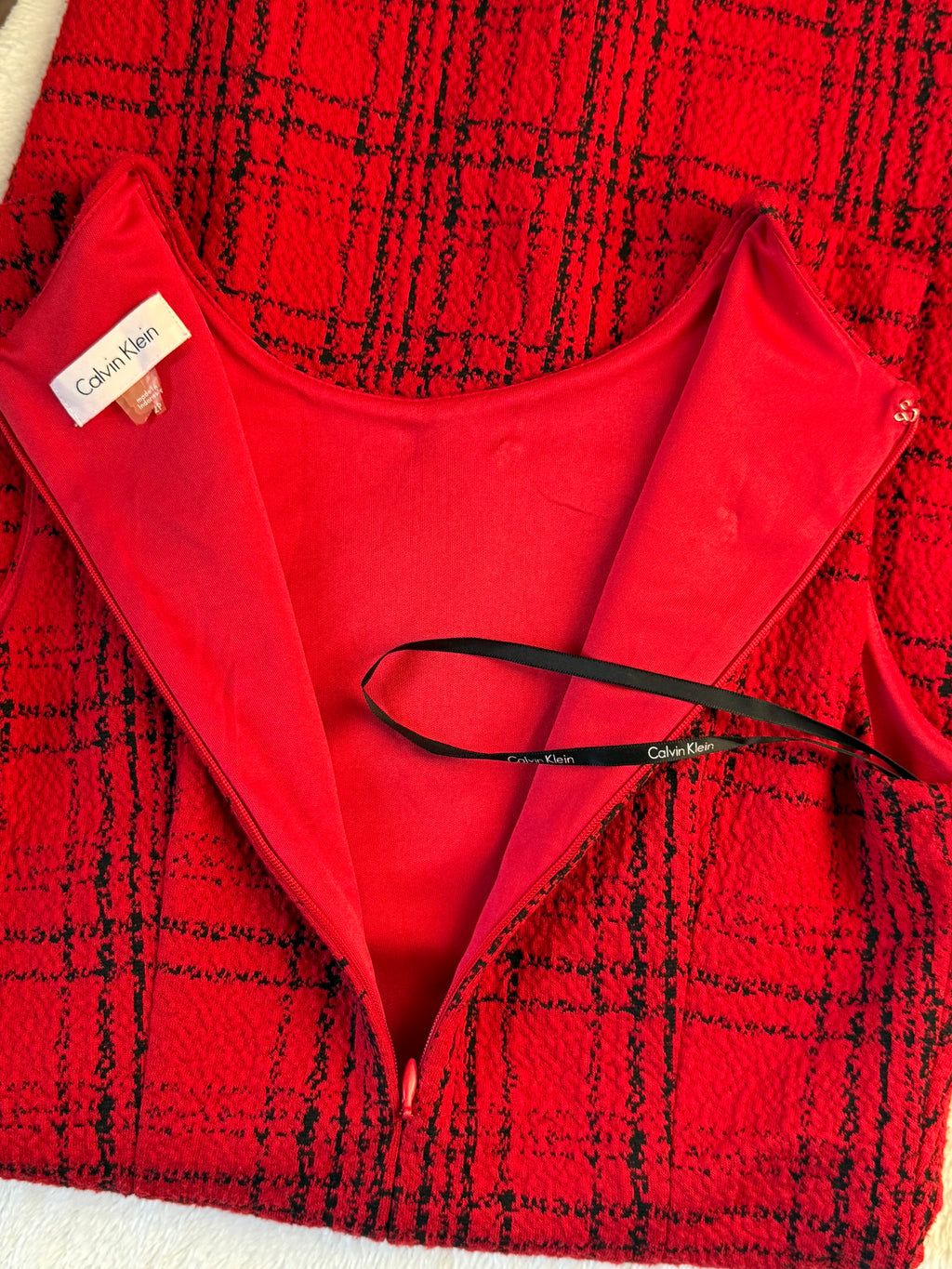 Calvin Klein Red Plaid Sheath Dress | XS Petite