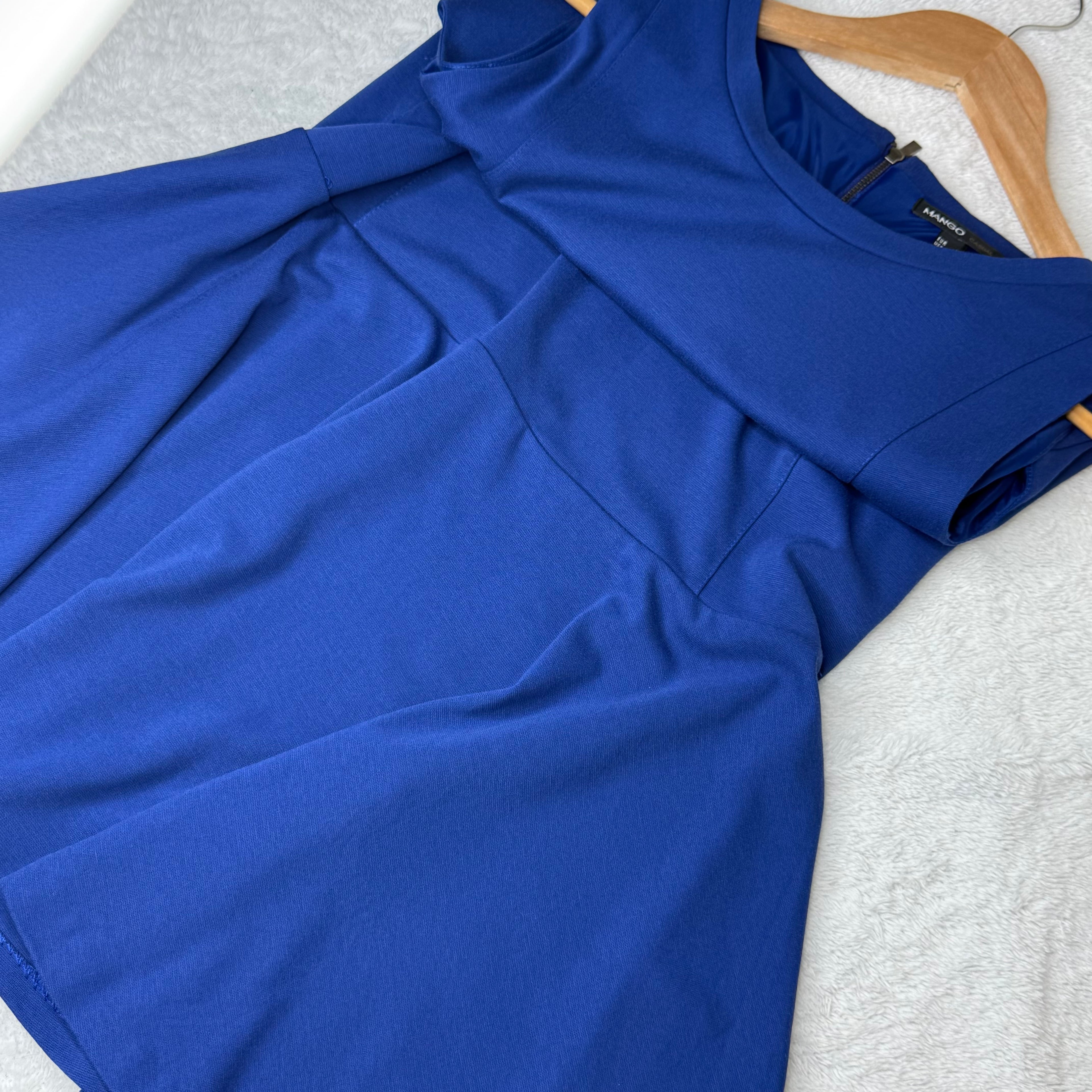 Mango Navy Blue Drop-Waist Mini Dress