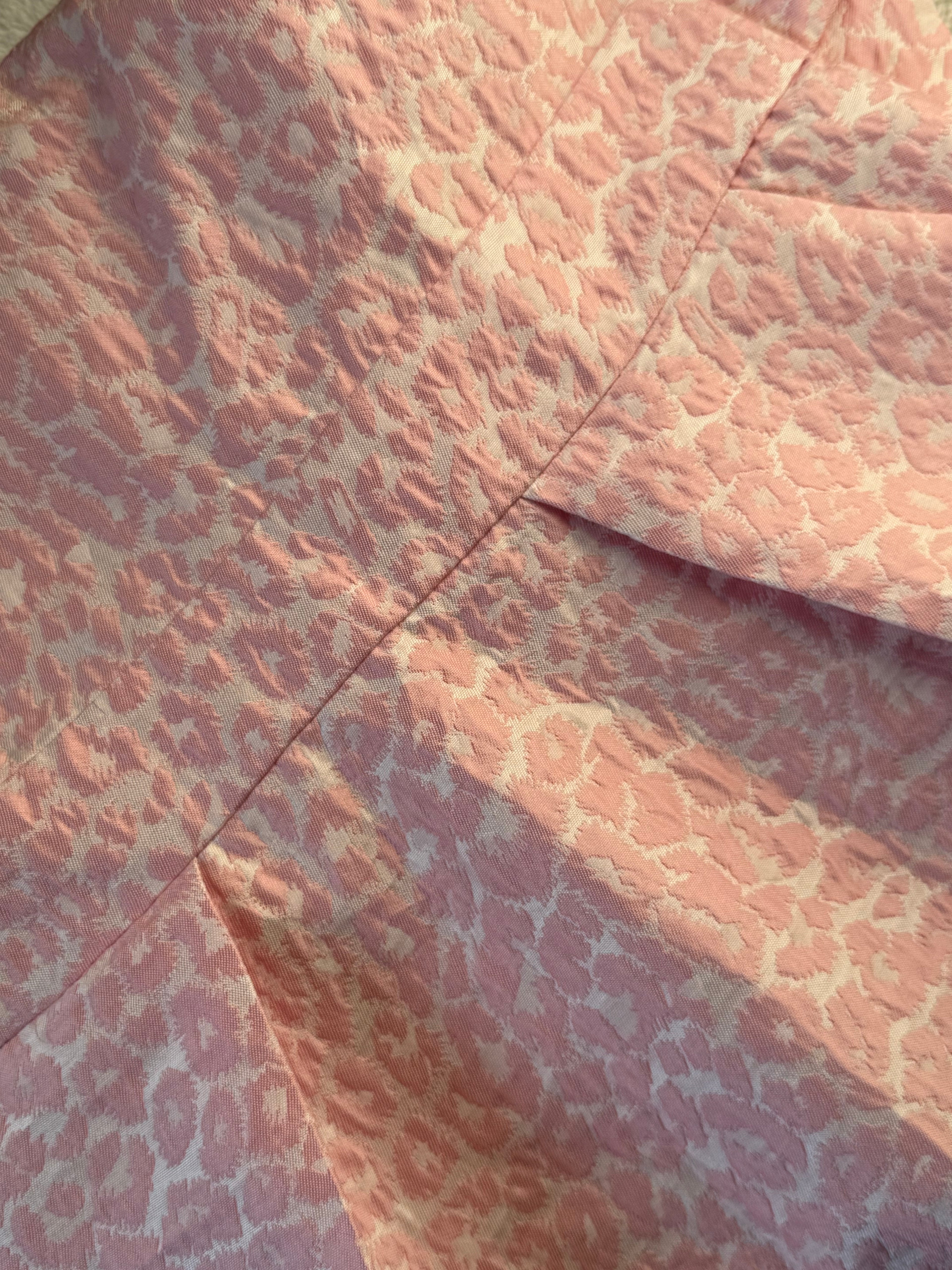 Marc Angelo Pink Jacquard Faux-Wrap Pencil Dress | UK 14