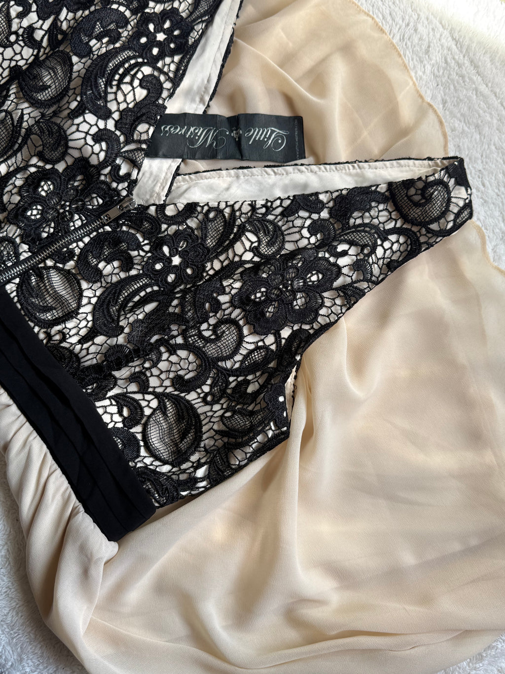 Black Lace & Cream Skater Dress by Little Mistress - Women’s Size 18 - New with Tags