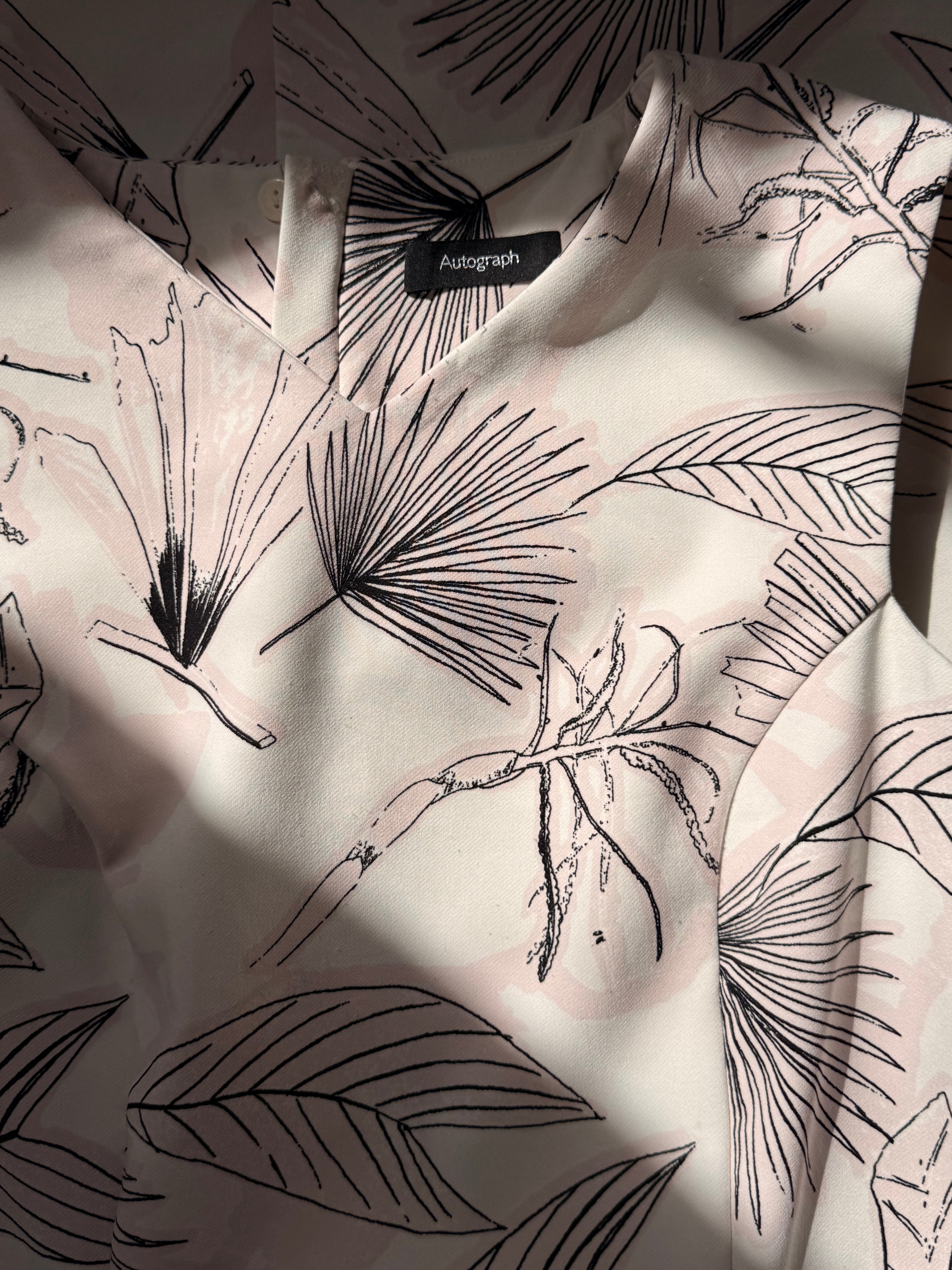 Autograph Tropical Leaf Print Sleeveless Sheath Dress | UK 14