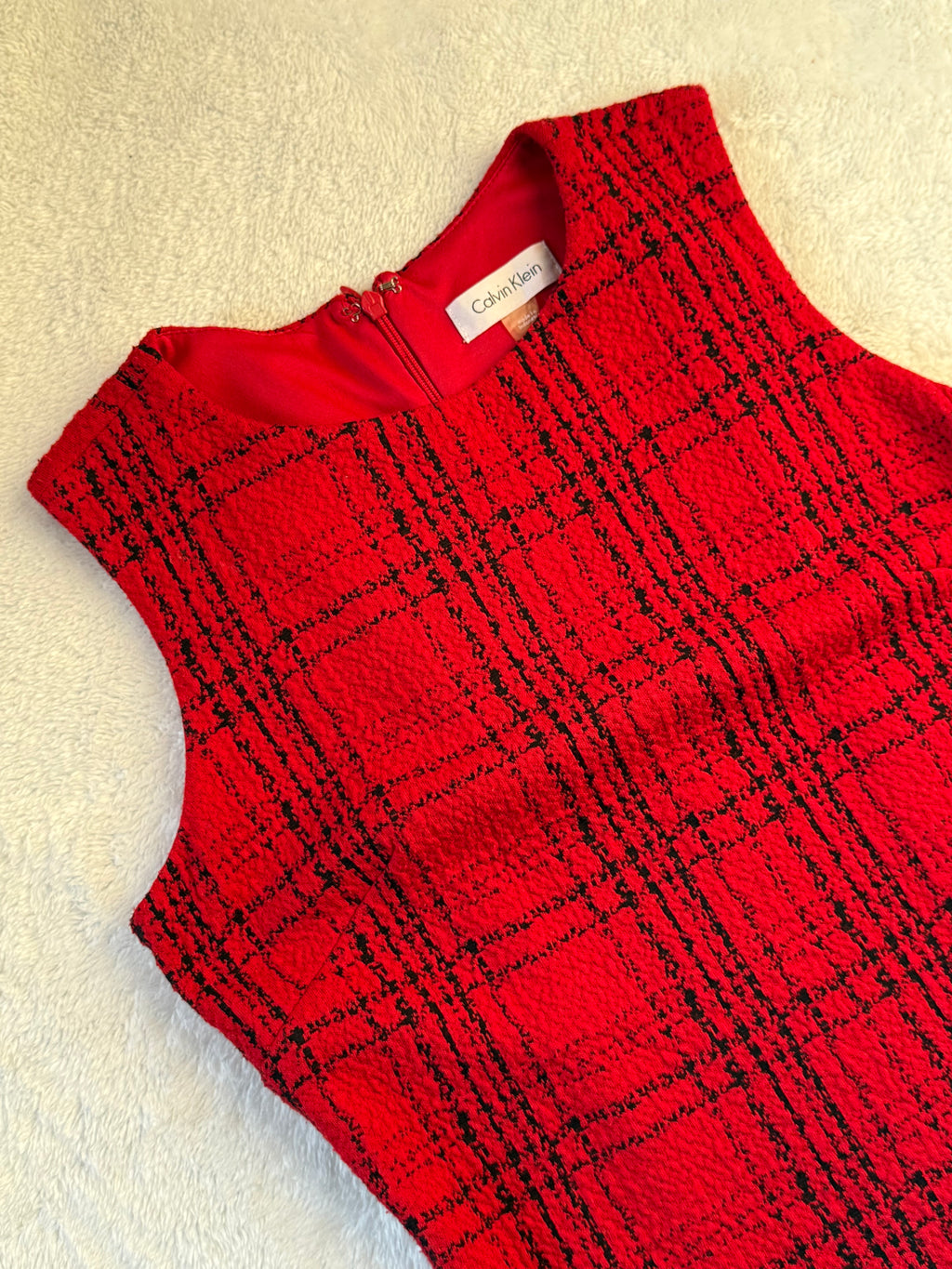 Calvin Klein Red Plaid Sheath Dress | XS Petite