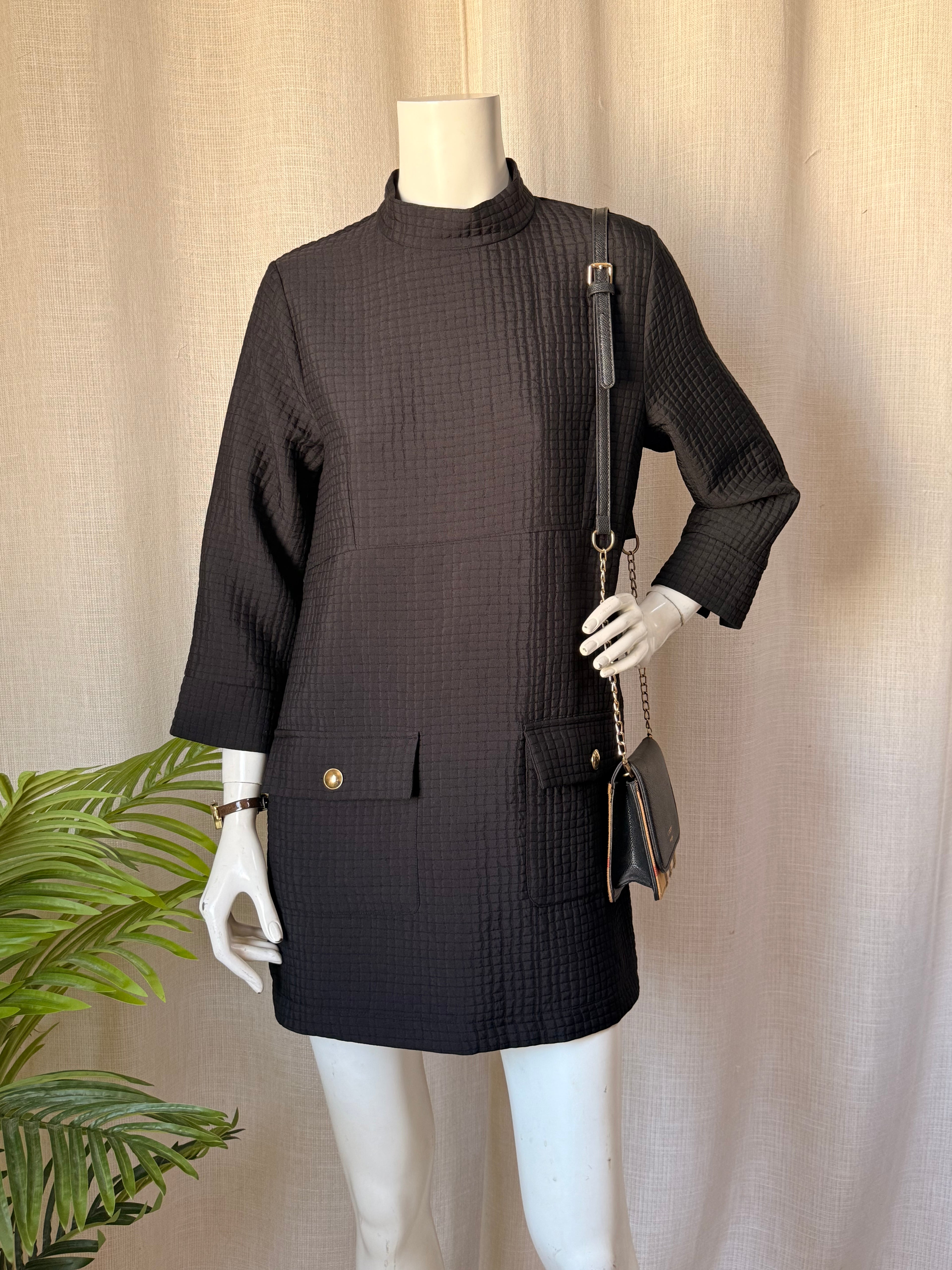 Zara Quilted Mock-Neck Mini Dress