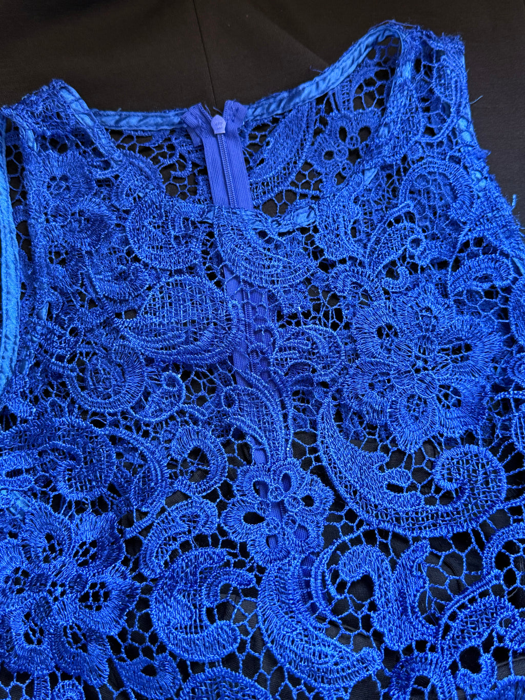 Royal Blue Guipure Lace Overlay Sheath Dress