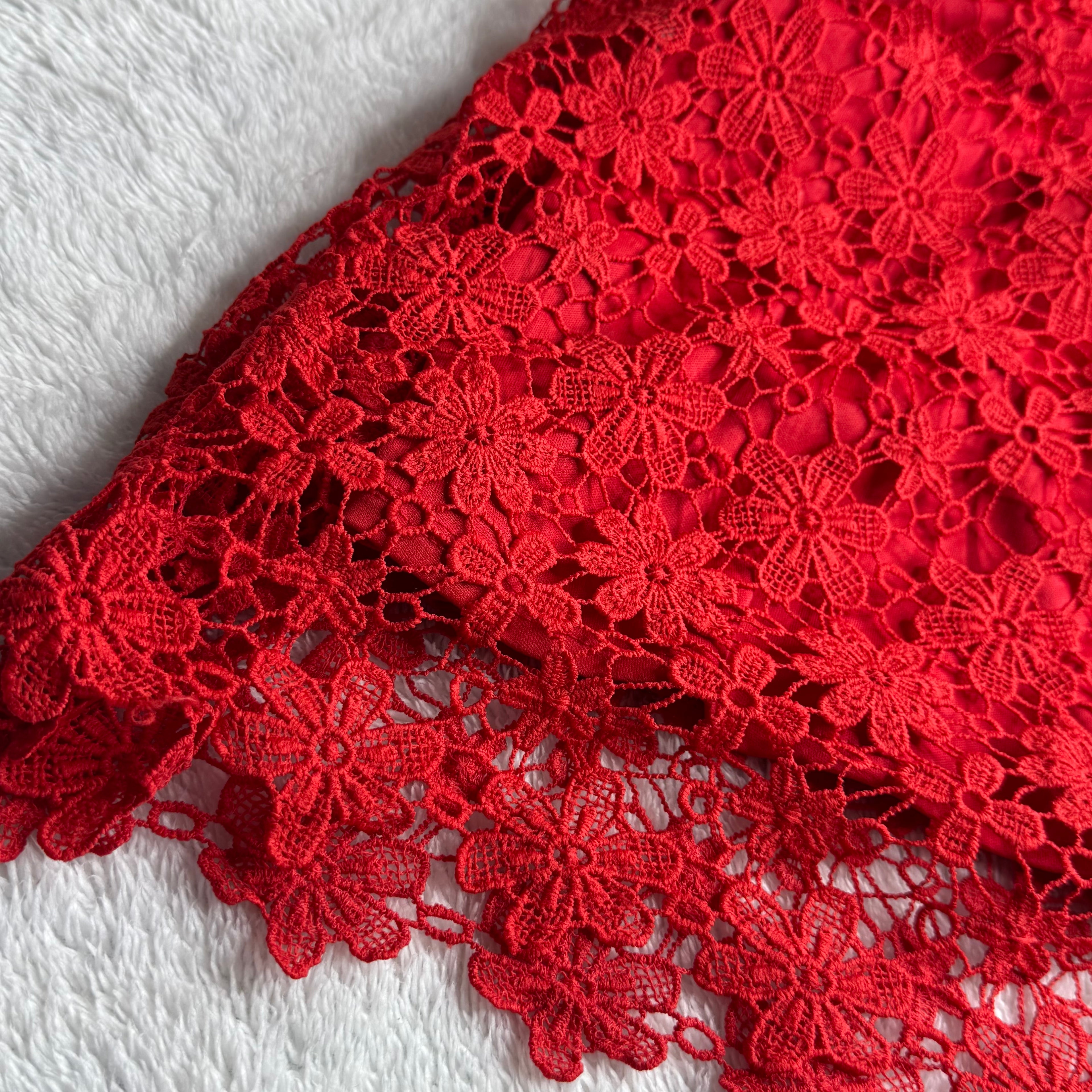 F&F Red Floral Lace Shift Dress