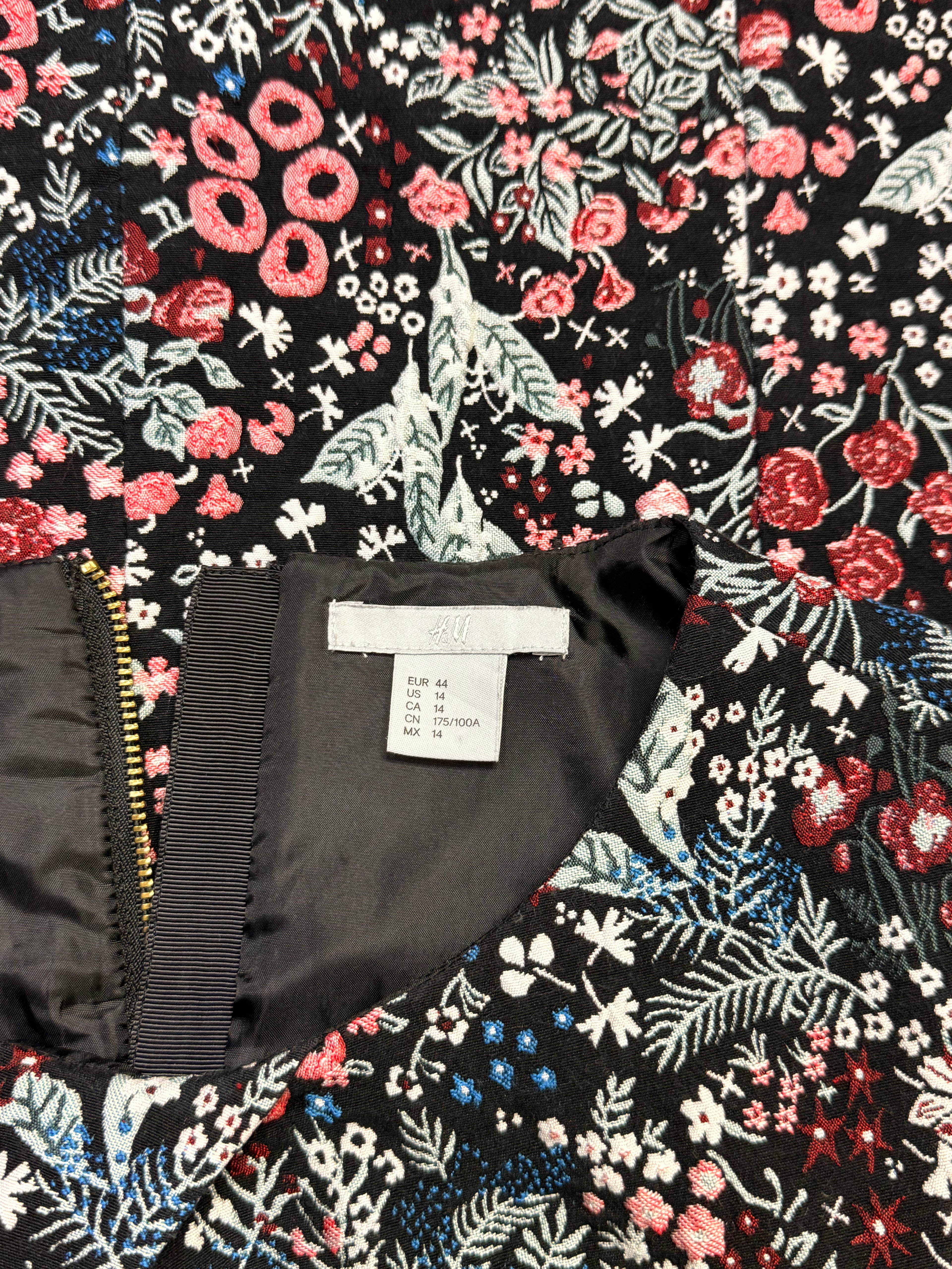 H&M Floral Brocade Tapestry Sleeveless Mini Dress - Size US 14 - Large