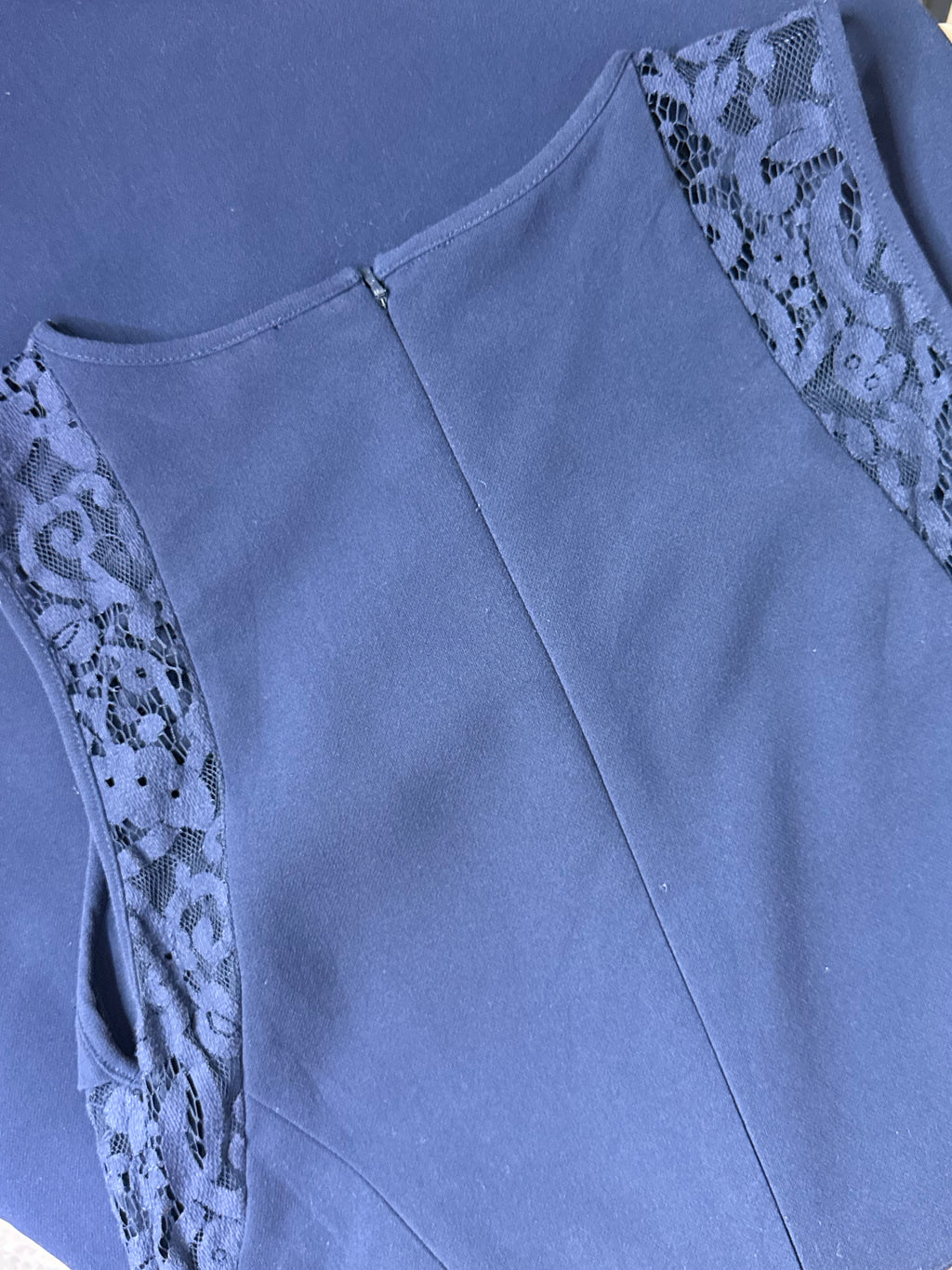 Whistles Navy Blue Lace Trim Shift Dress – UK 10 / US 6 | Medium
