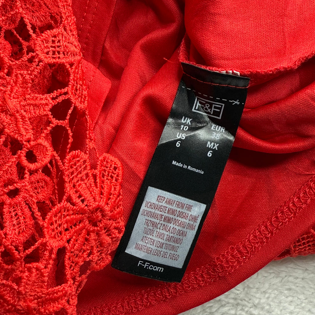 F&F Red Floral Lace Shift Dress