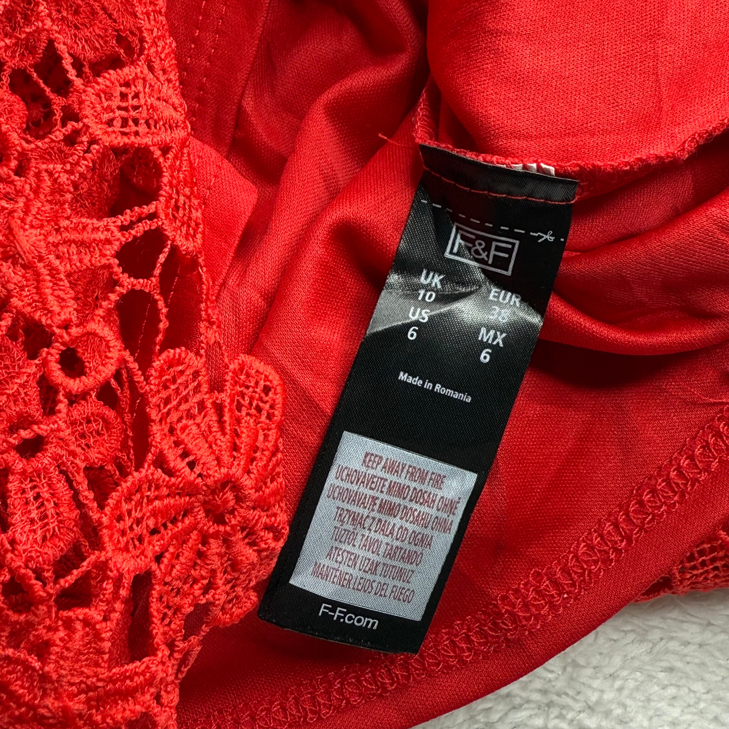F&F Red Floral Lace Shift Dress
