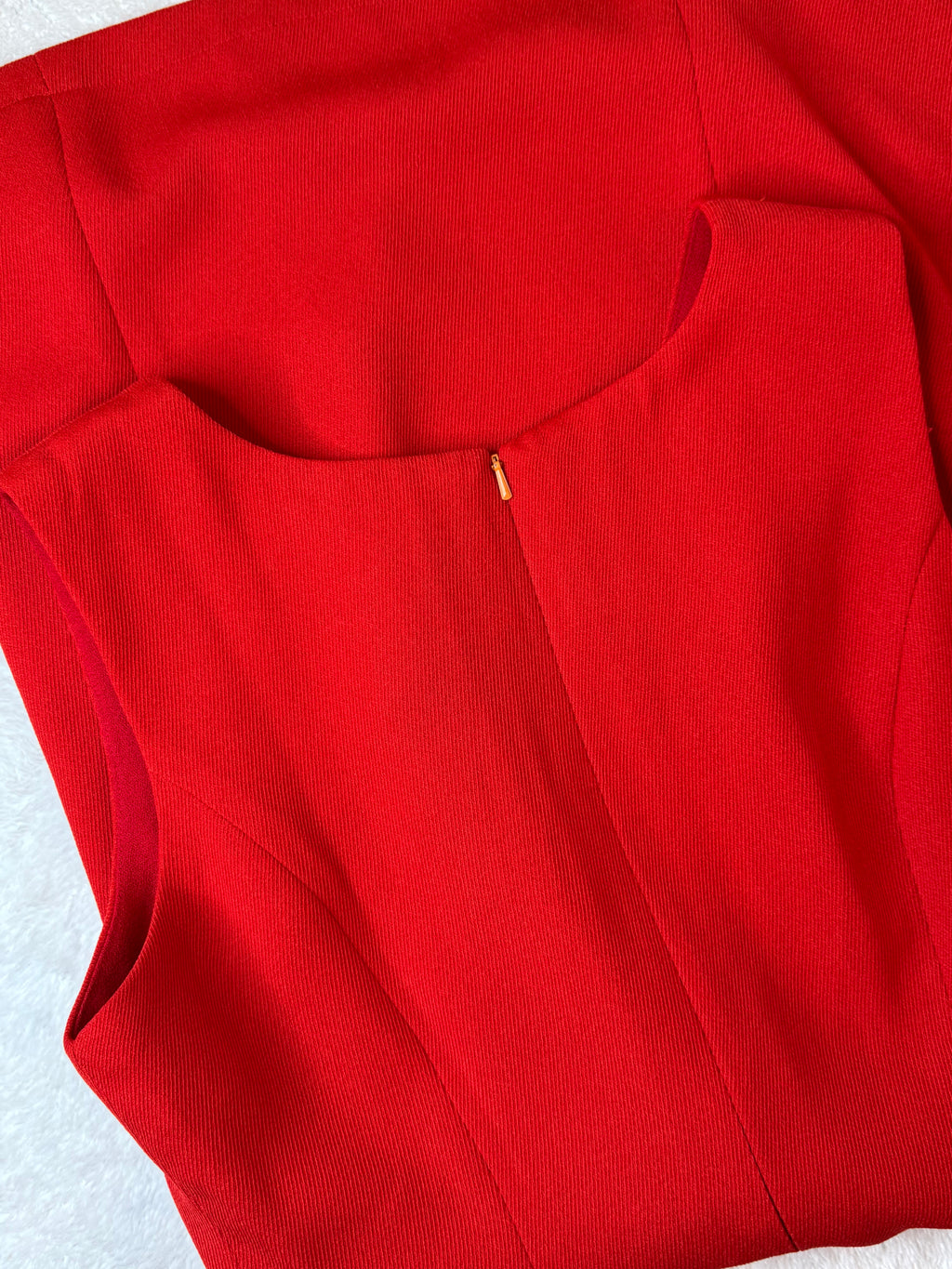 Classic Red Orange Sleeveless A-Line Work Dress | UK 16