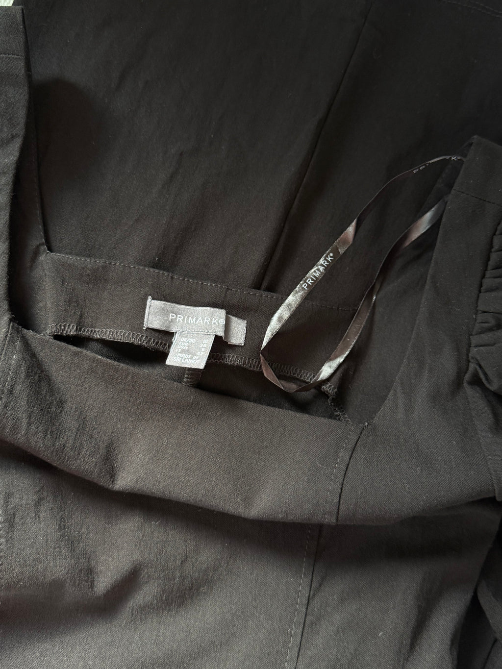 PRIMARK Black Square-Neck Puff-Sleeve Mini Dress | UK 10 (Preloved)