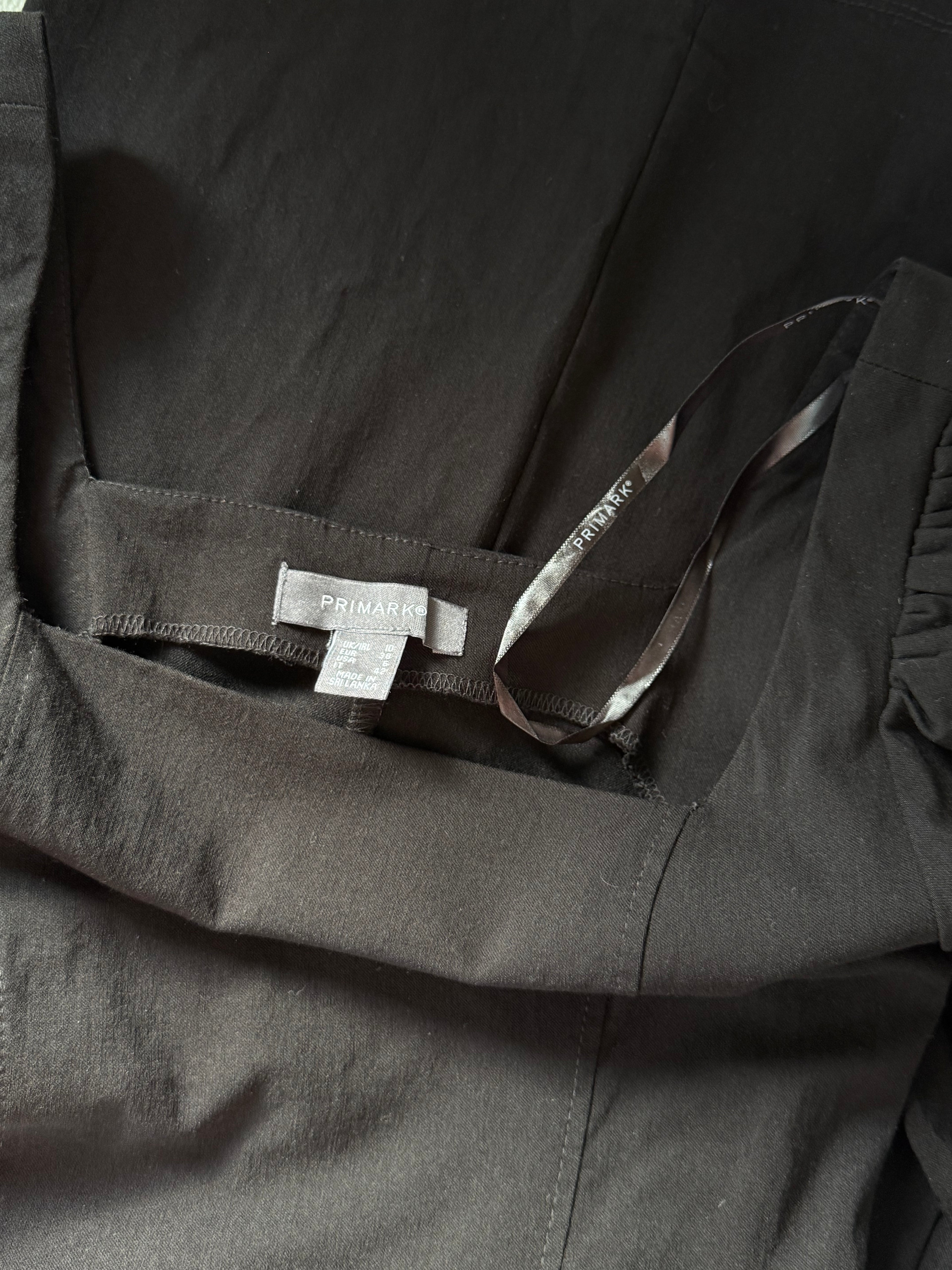 PRIMARK Black Square-Neck Puff-Sleeve Mini Dress | UK 10 (Preloved)