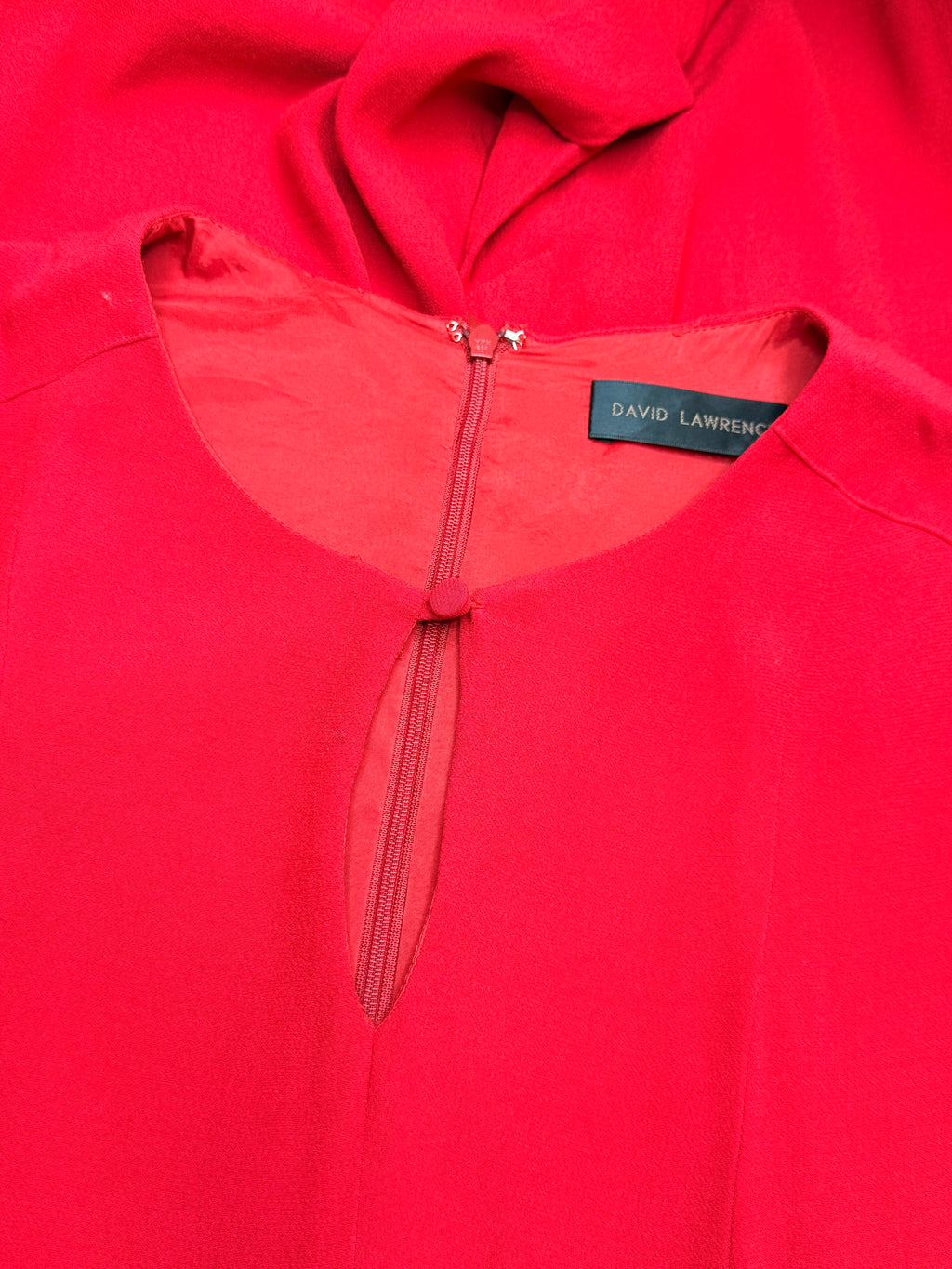 David Lawrence Red Long Sleeve Keyhole Midi Dress (Size AU/UK 10)