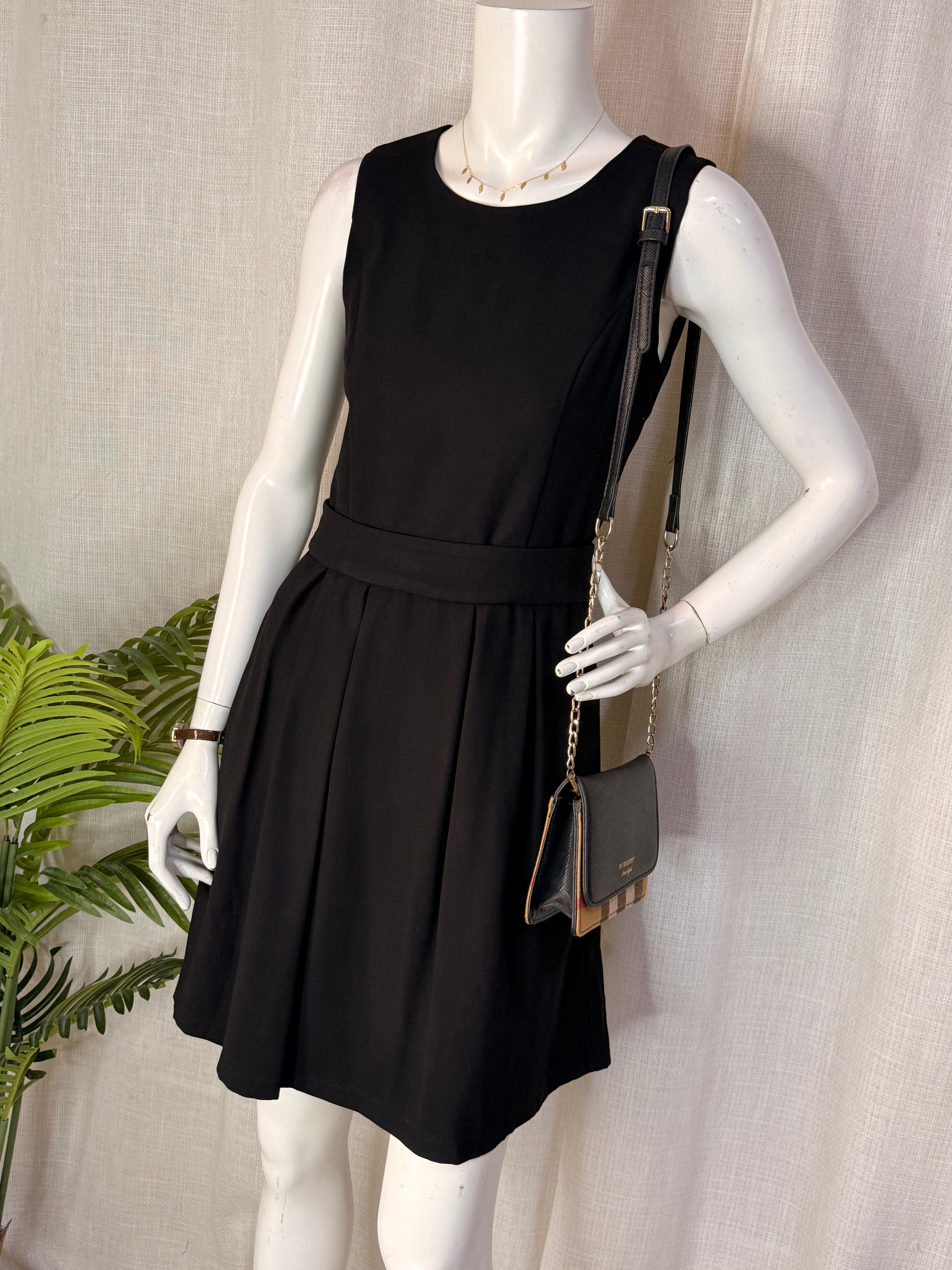 ISA Black Fit & Flare Sleeveless Dress – Size S | Classic Elegant Party Dress