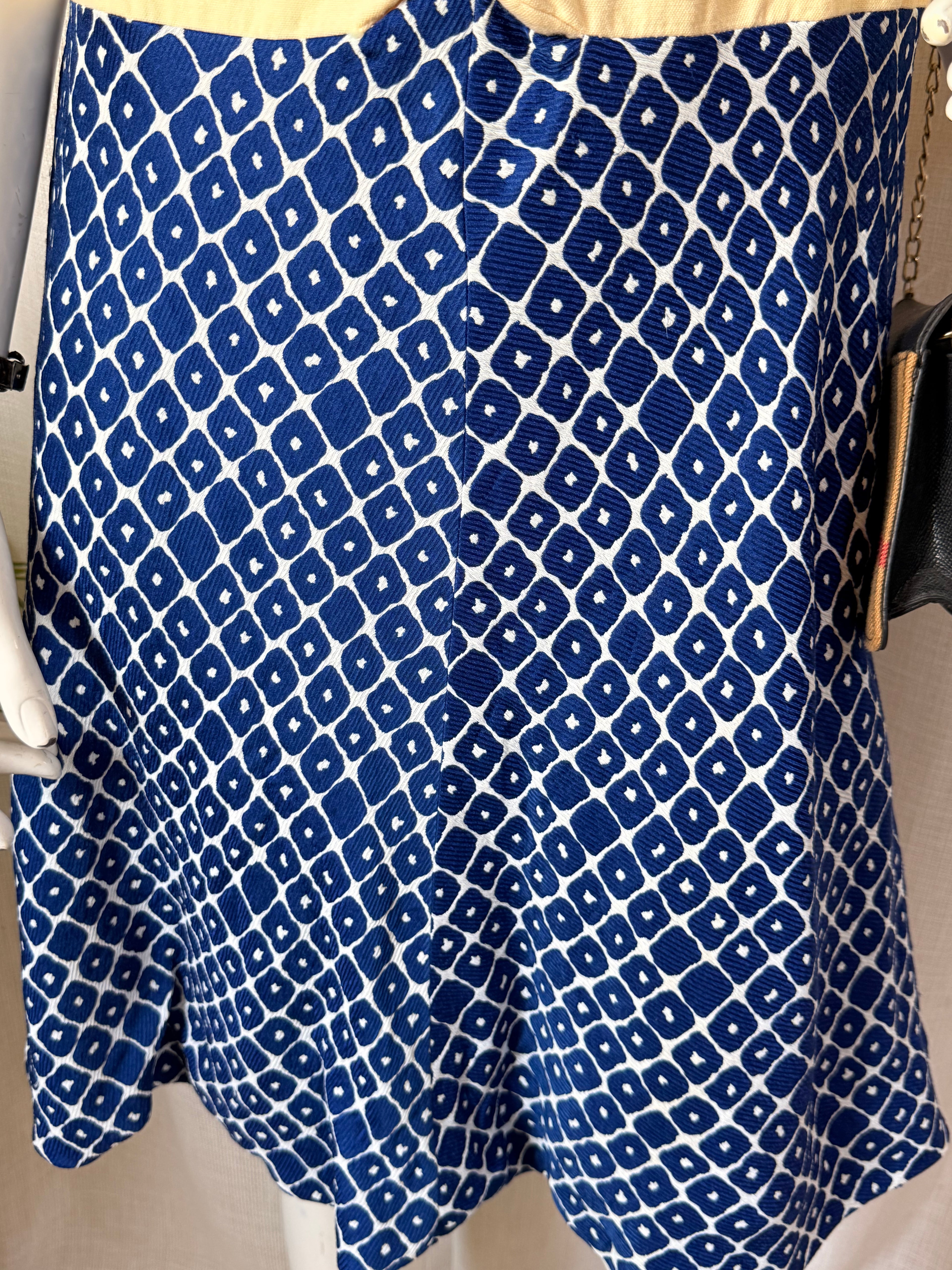 Vintage Erofus London Mod Dress - Yellow & Blue Geometric | UK 14 | Large