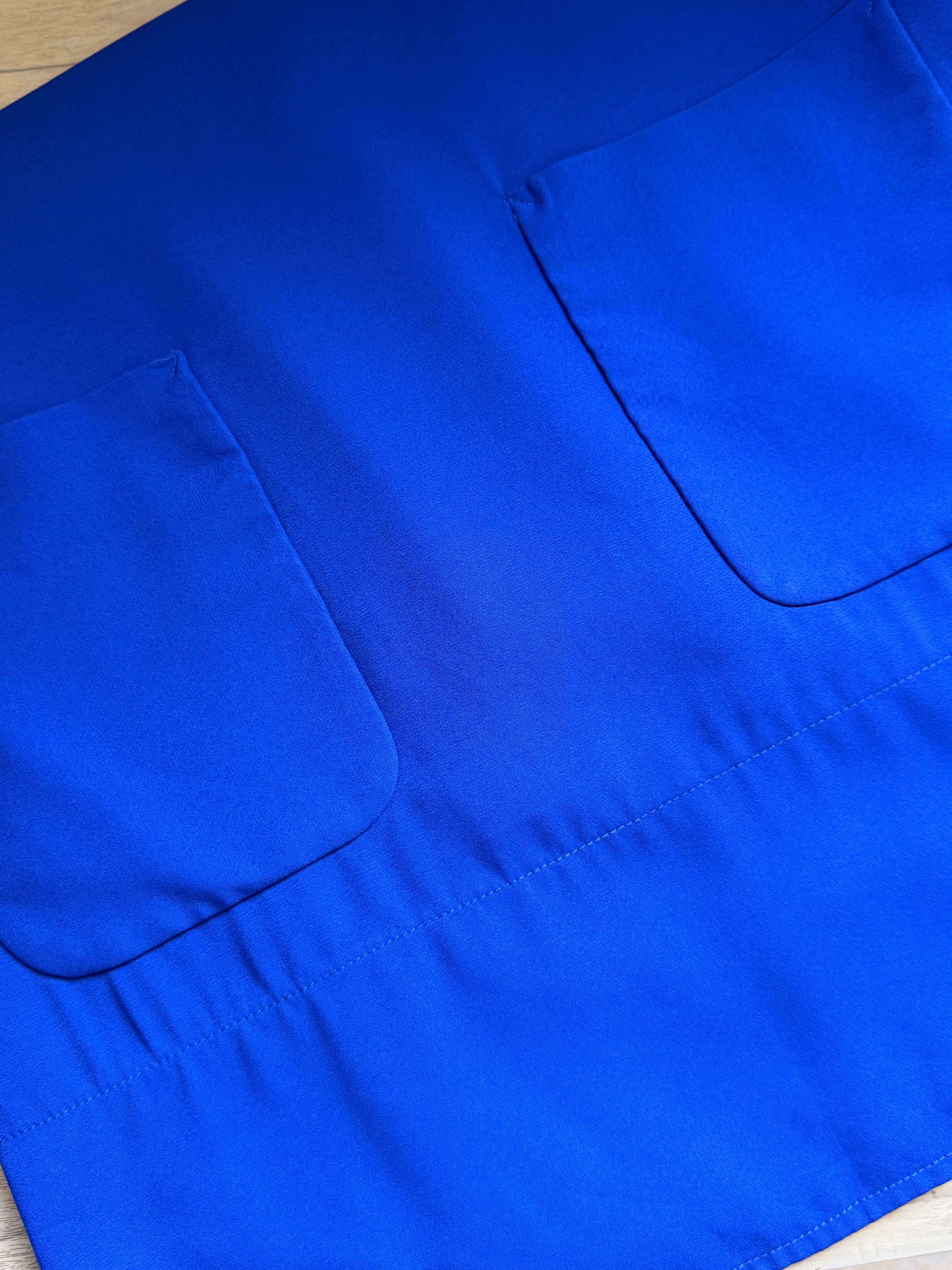A|wear Cobalt Blue V-Neck Shift Dress with Front Pockets