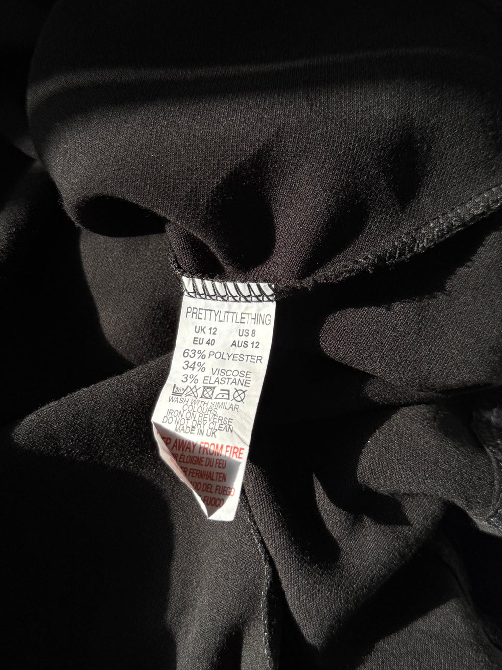 PrettyLittleThing Black High-Neck Tie-Waist Dress | UK 10 (Preloved)