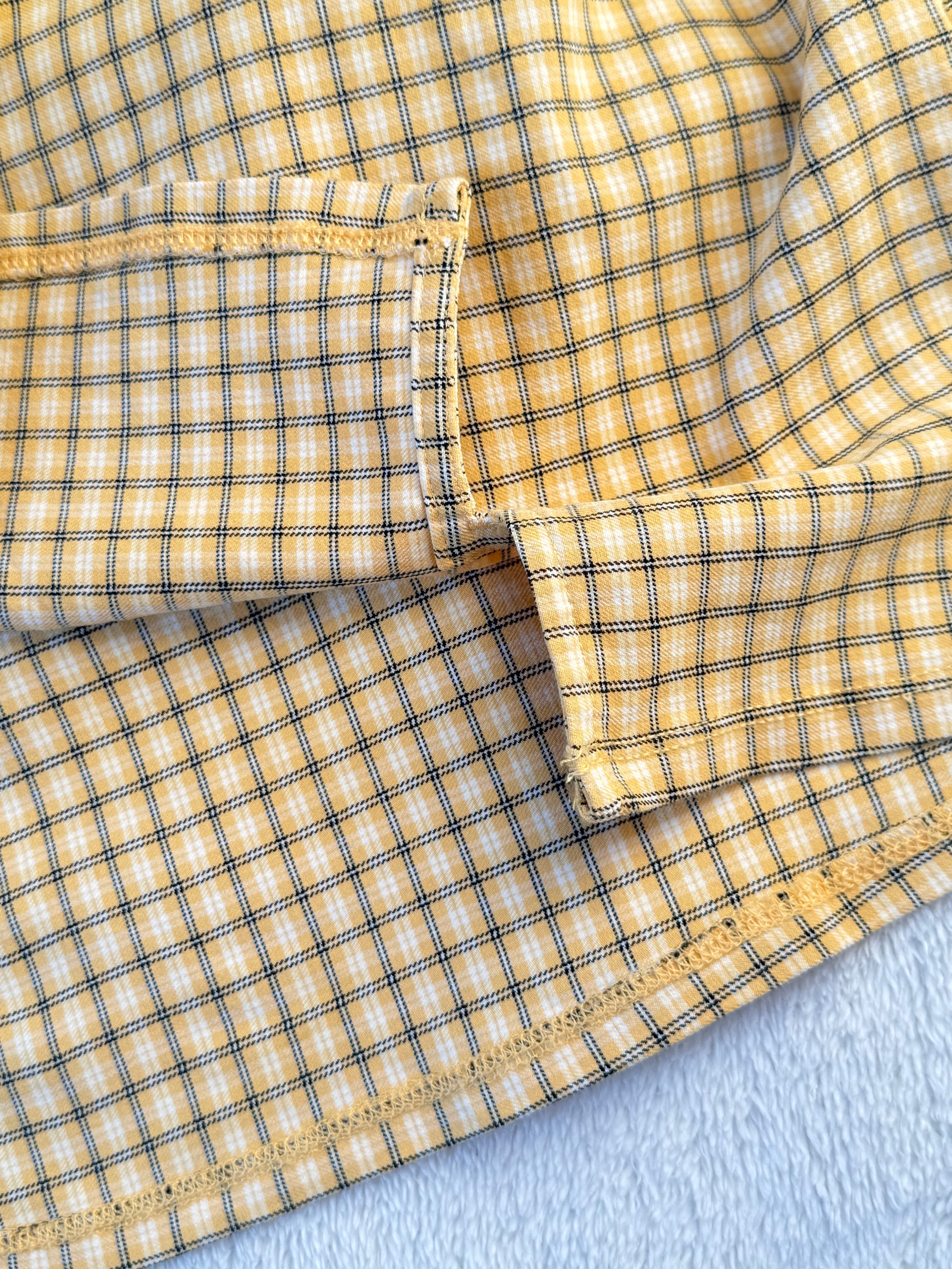 Hollister Yellow Plaid Mini Dress with Square Neck | SMALL