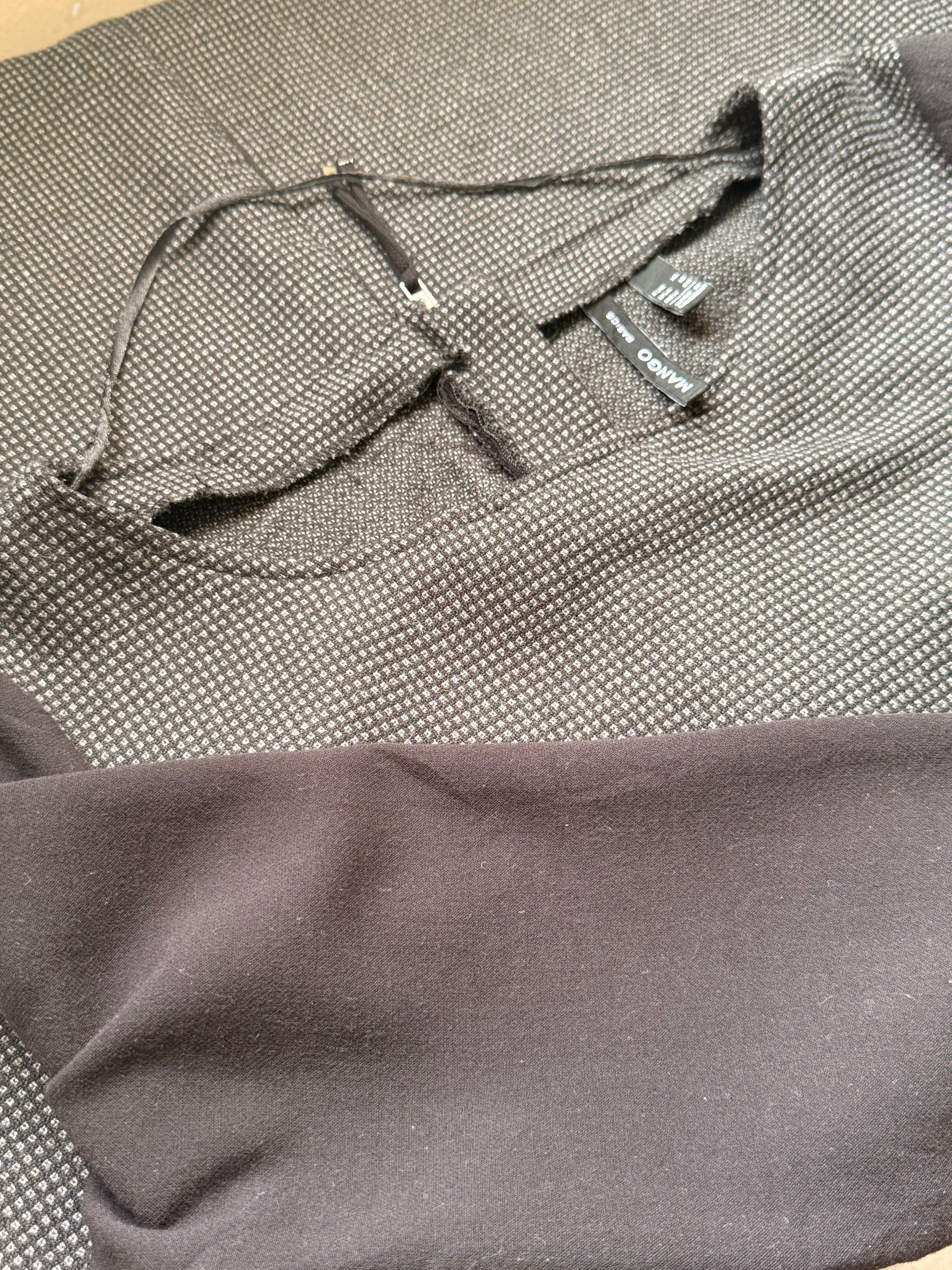MANGO Basics Houndstooth Check Shift Dress - Black/Grey (Size L/XL)