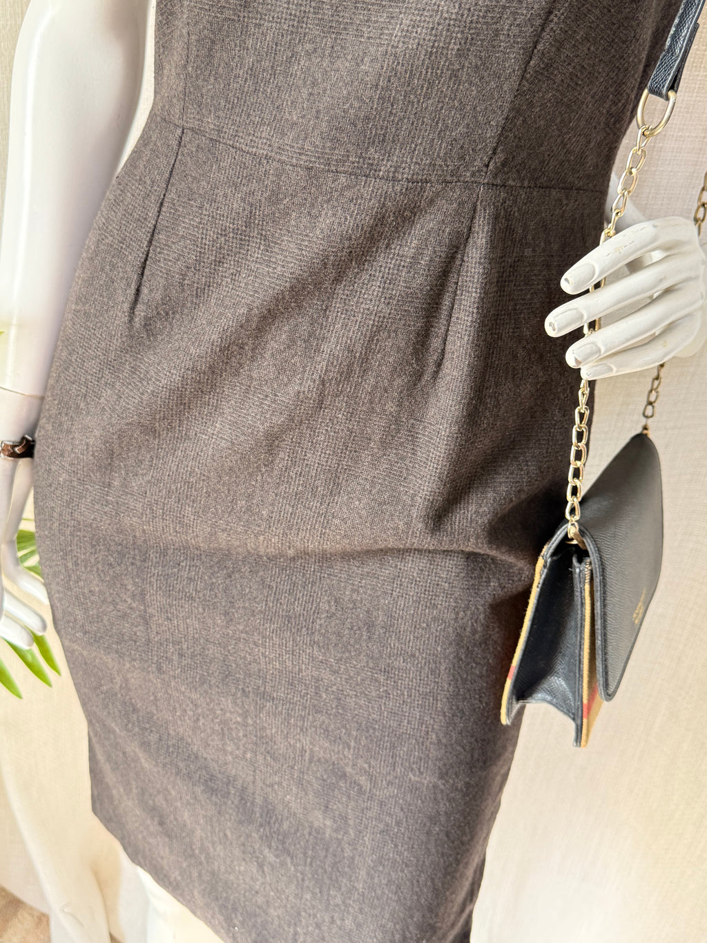 Teenflo Maurice Tarica Brown Textured Square-Neck Sheath Dress – Size 2 | Elegant Workwear & Office Dress