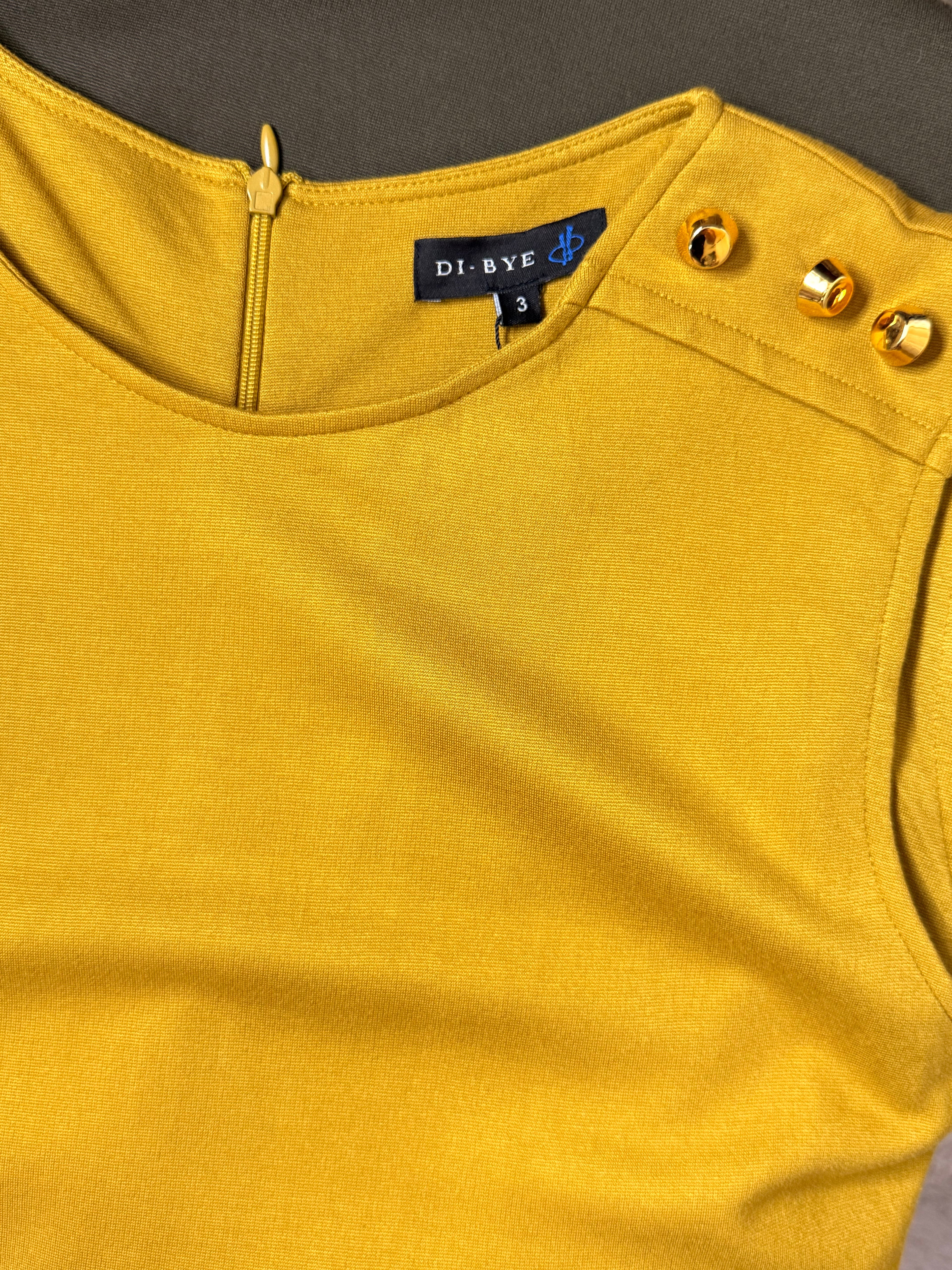 Di-Bye Mustard & Khaki Colorblock Button-Accented Shift Dress – Size M / UK 12 | NWT