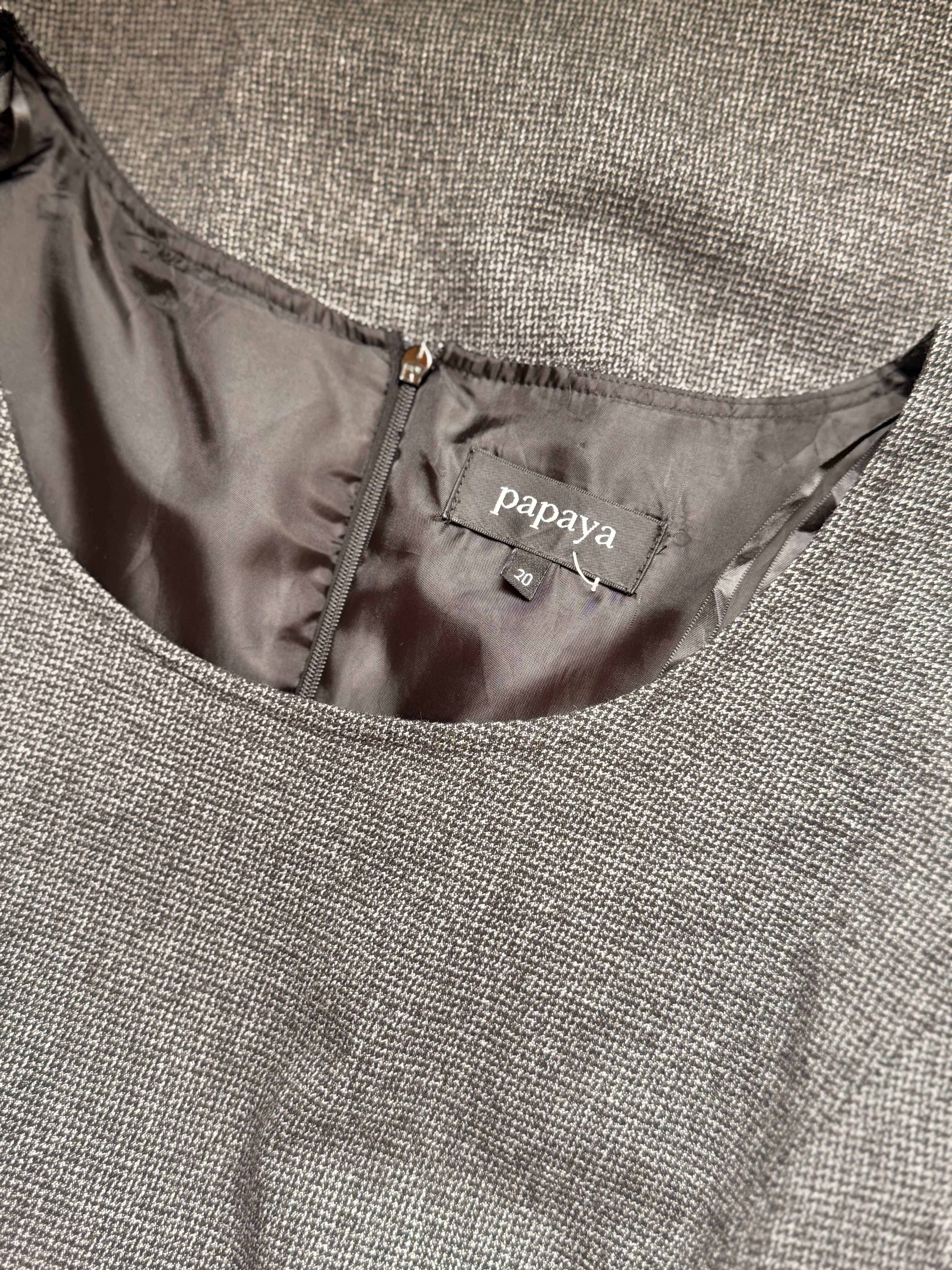Papaya Grey Textured Shift Dress with Pockets – UK 20 | Plus Size | Office Wear