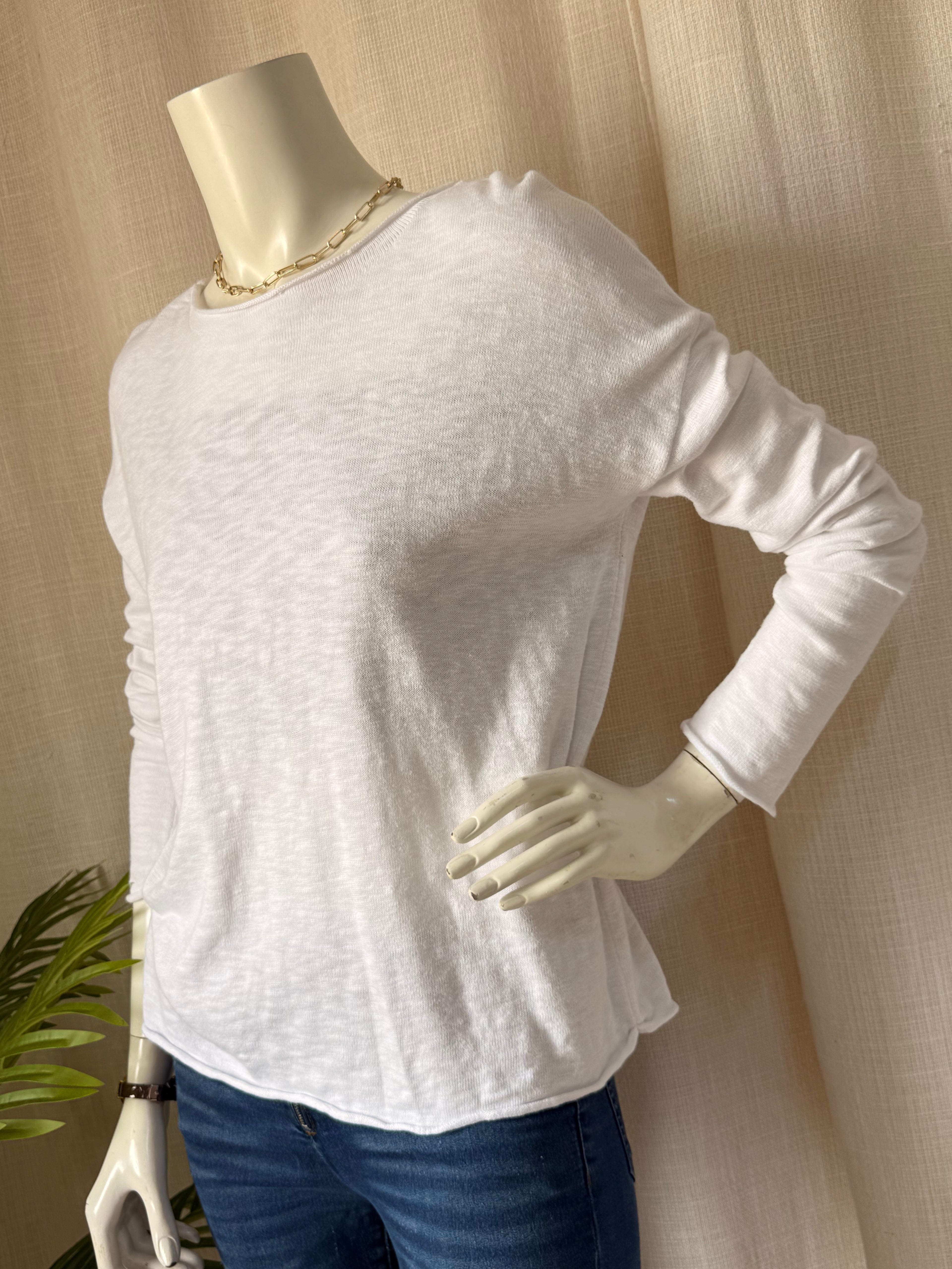 Little Lies White Slub Knit Long Sleeve | Small