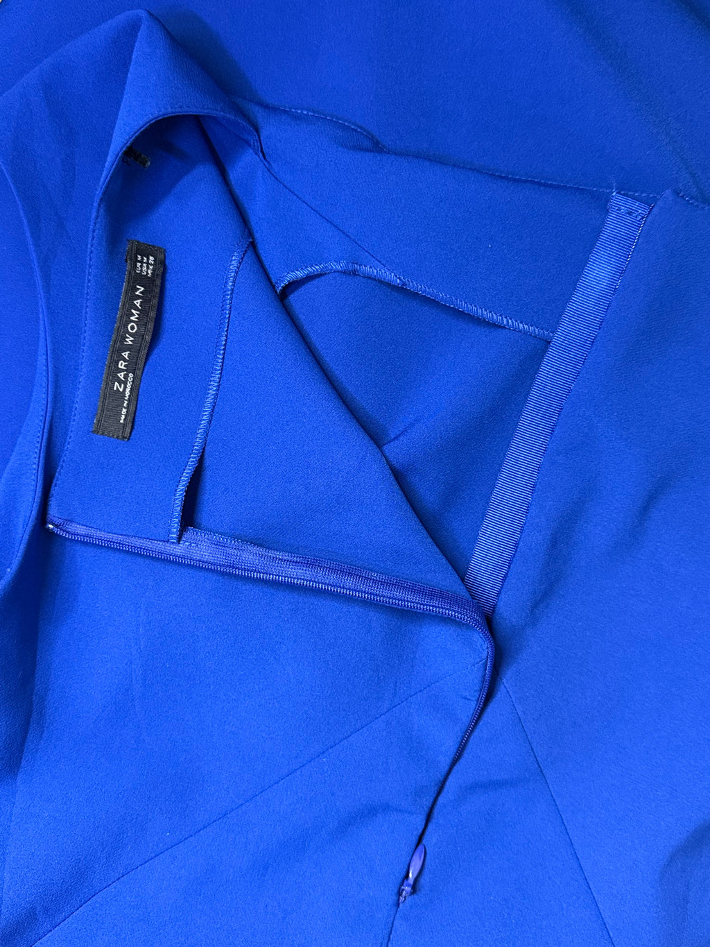 Zara Woman Royal Blue Asymmetric Boat Neck Crepe Midi Dress – Size M / UK 10