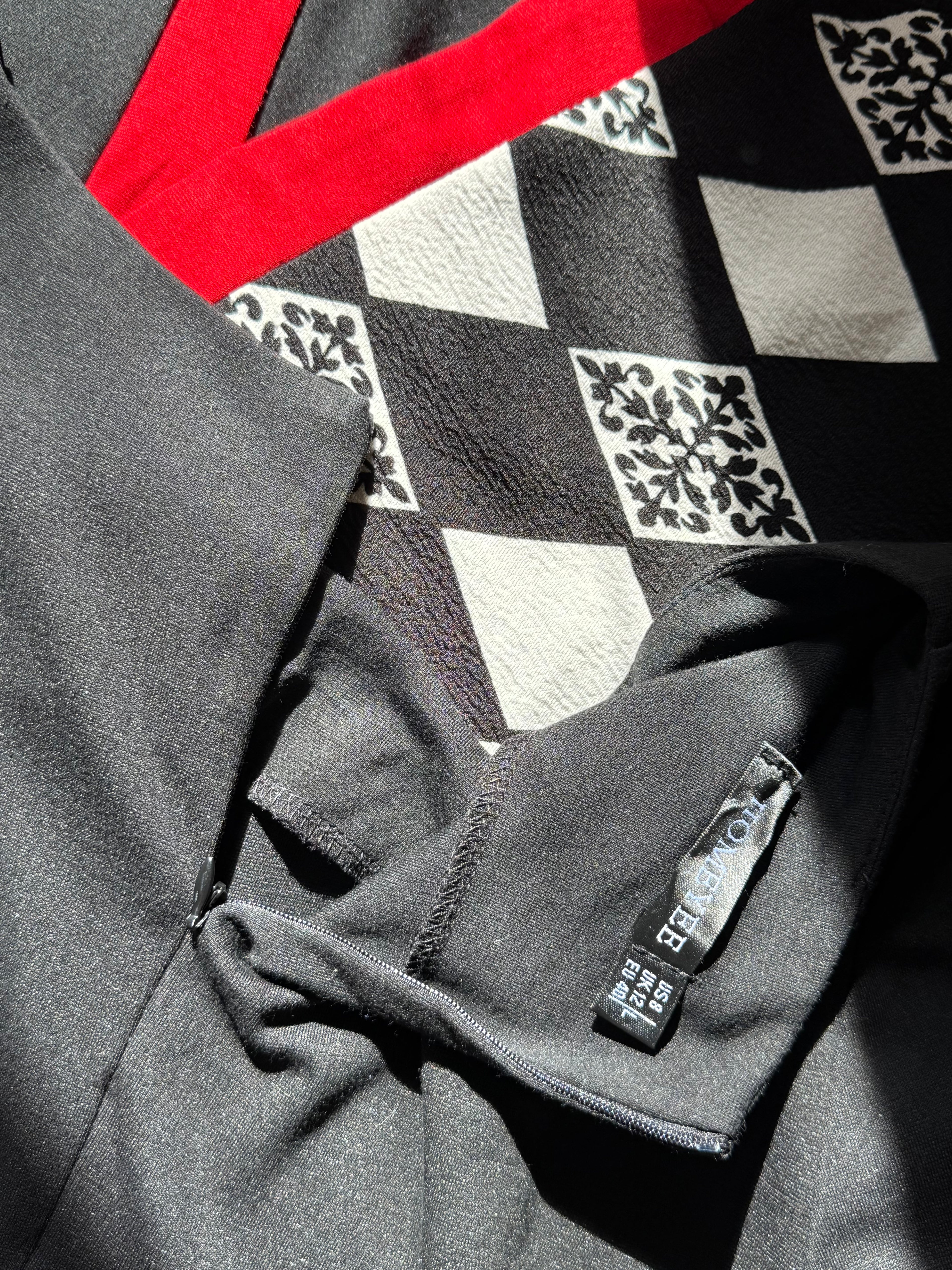HOME YEE Black & White Abstract Midi Dress (20 AED) - Preloved UK 12