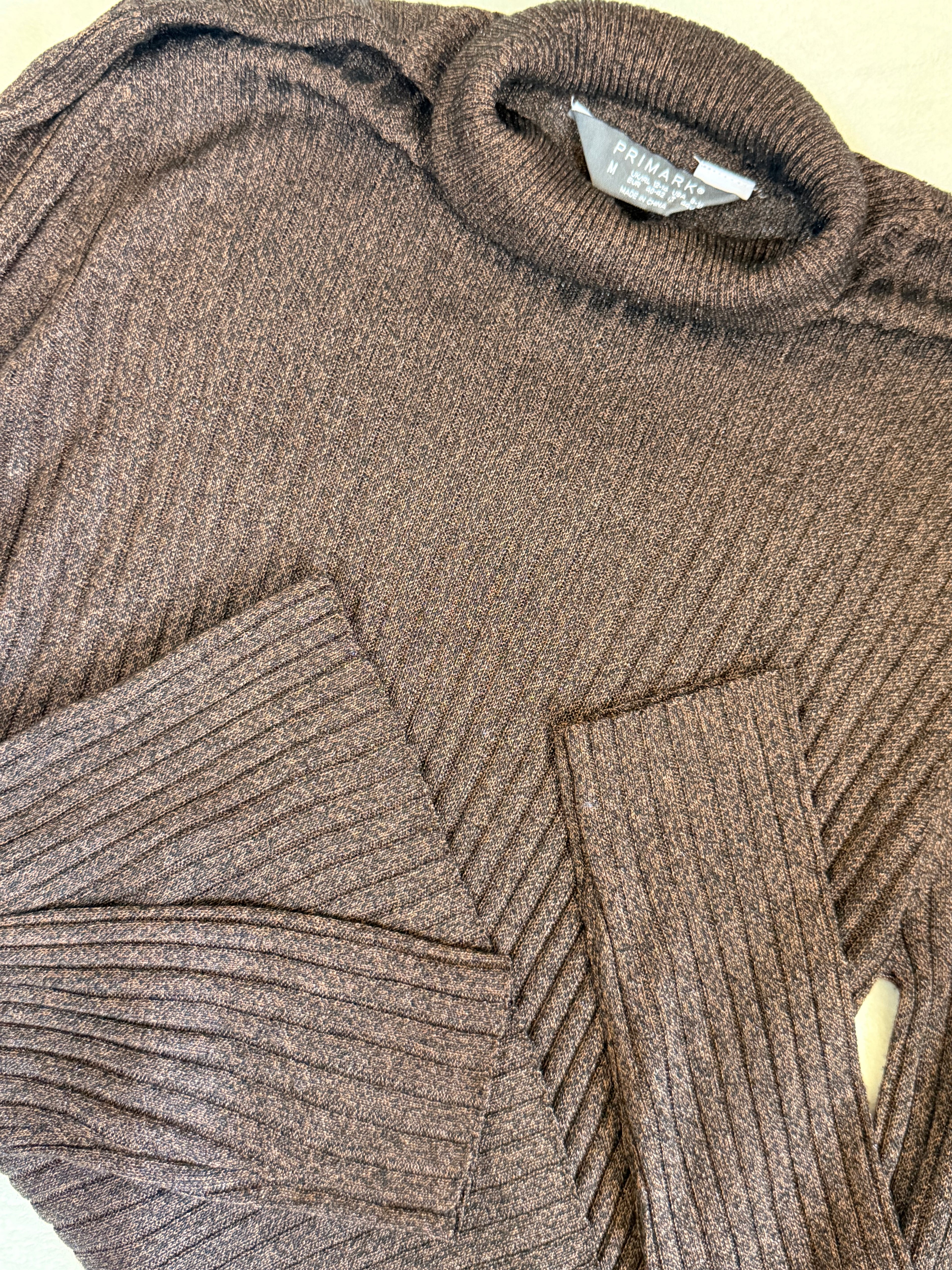 Primark Brown Ribbed Turtleneck Sweater | UK 12/14