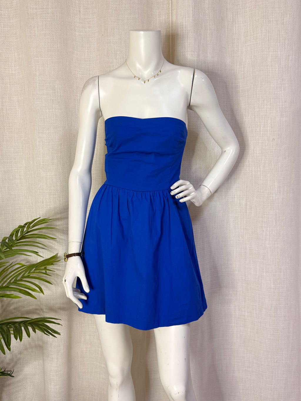 Stradivarius Cobalt Blue Strapless Tube Mini Dress - Size L