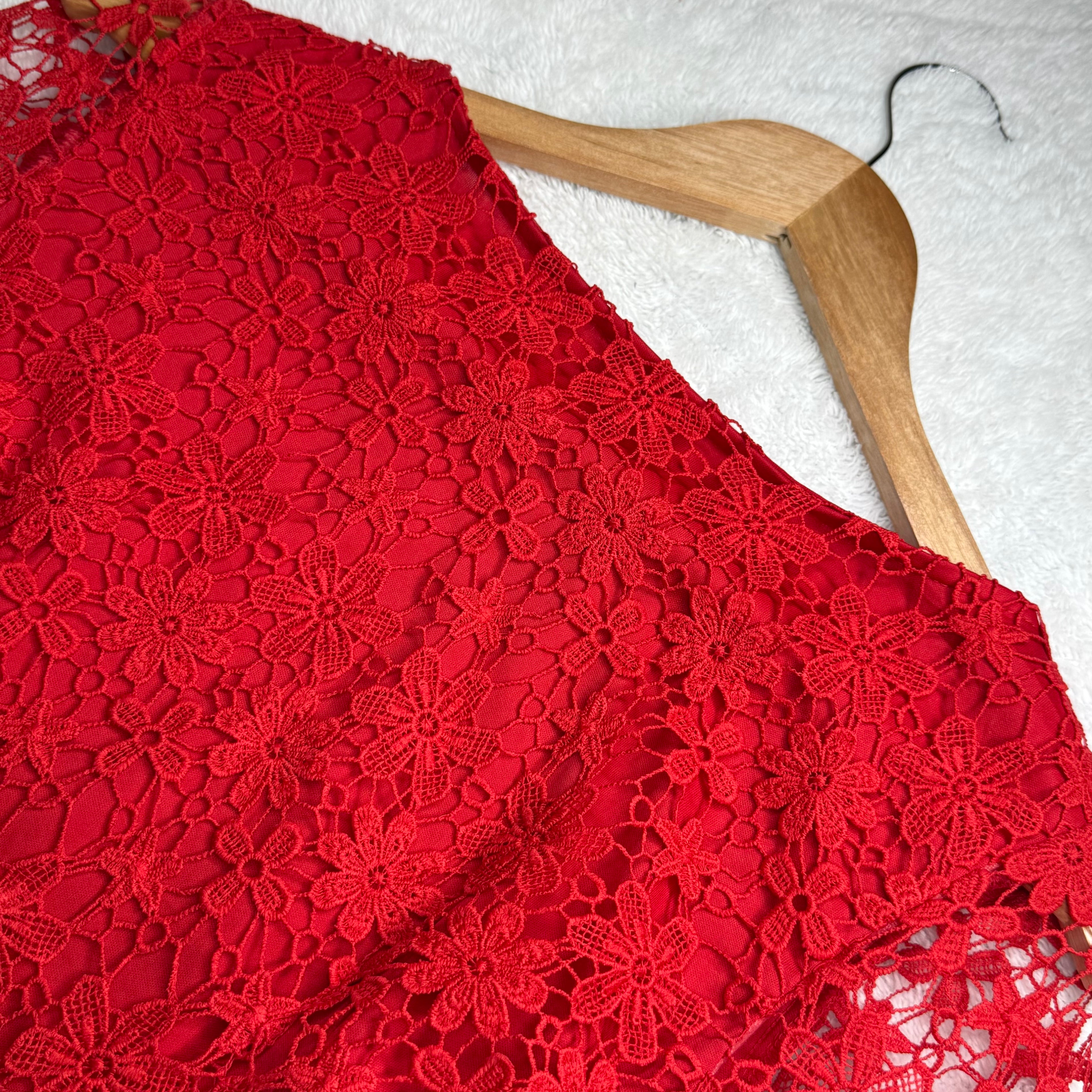 F&F Red Floral Lace Shift Dress