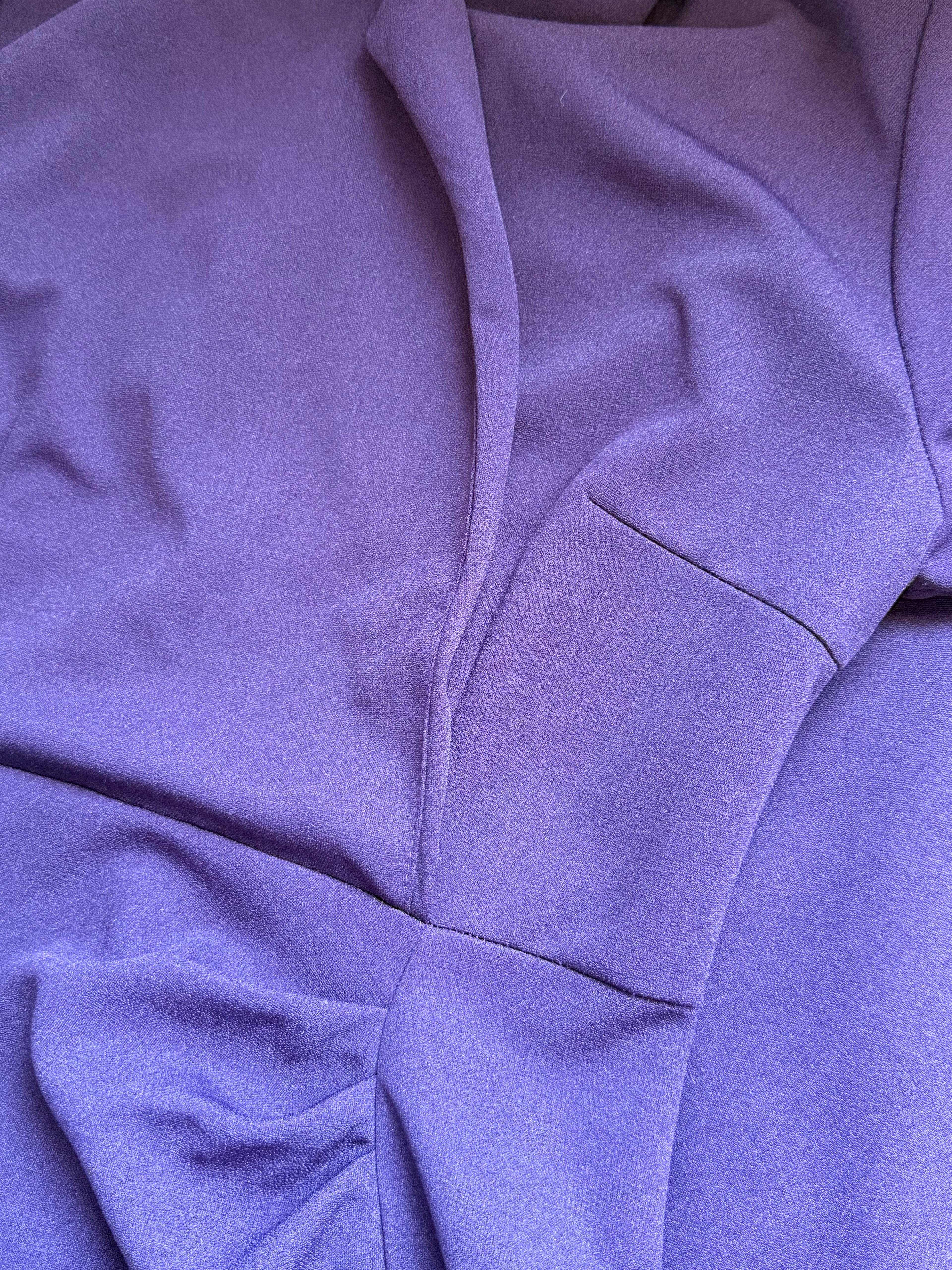 Sophisticated Deep Purple Blazer-Style Midi Dress