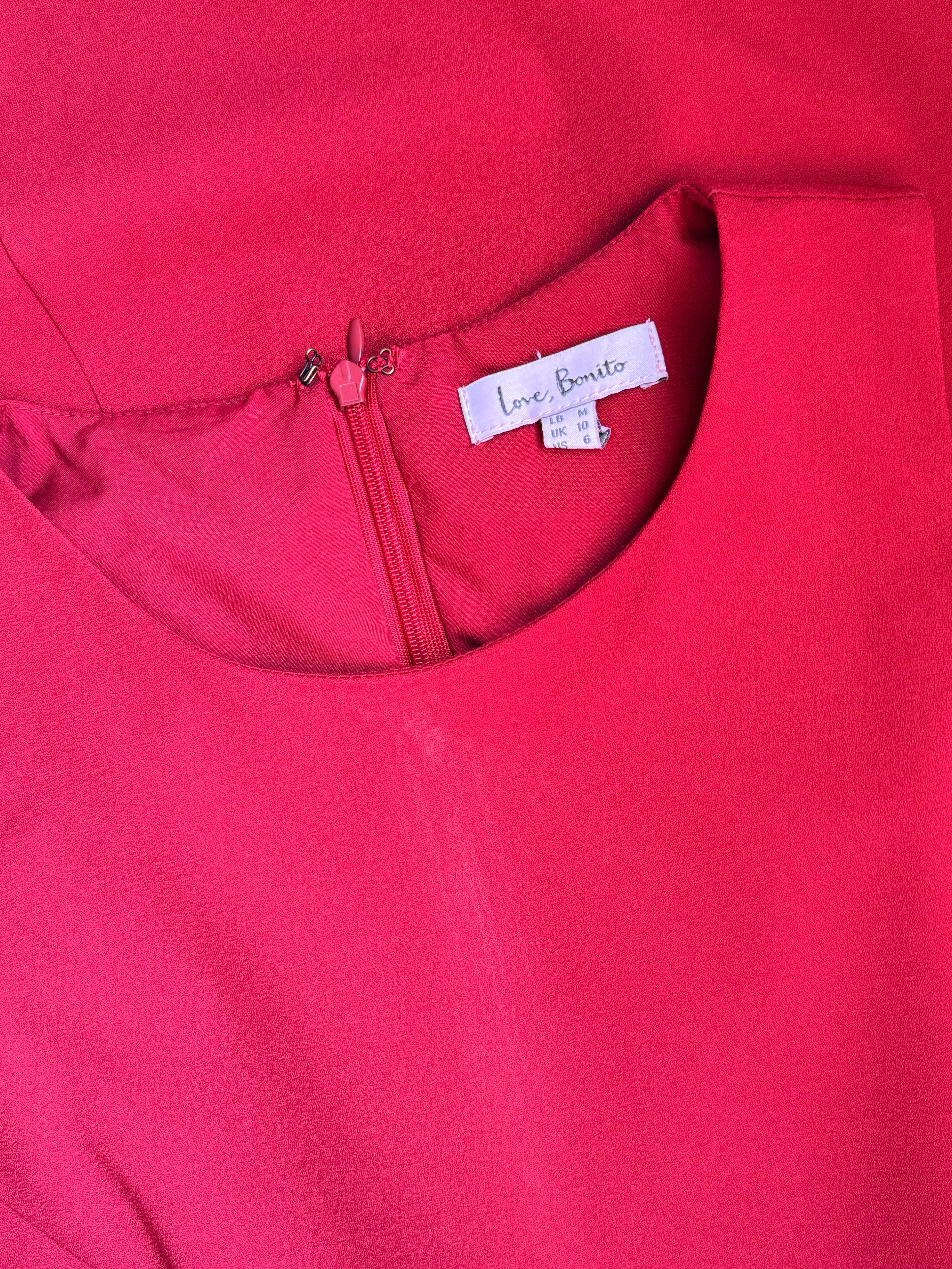 Love Bonito Burgundy Draped Tulip Dress – Size M / UK 10 | Elegant Cocktail Dress