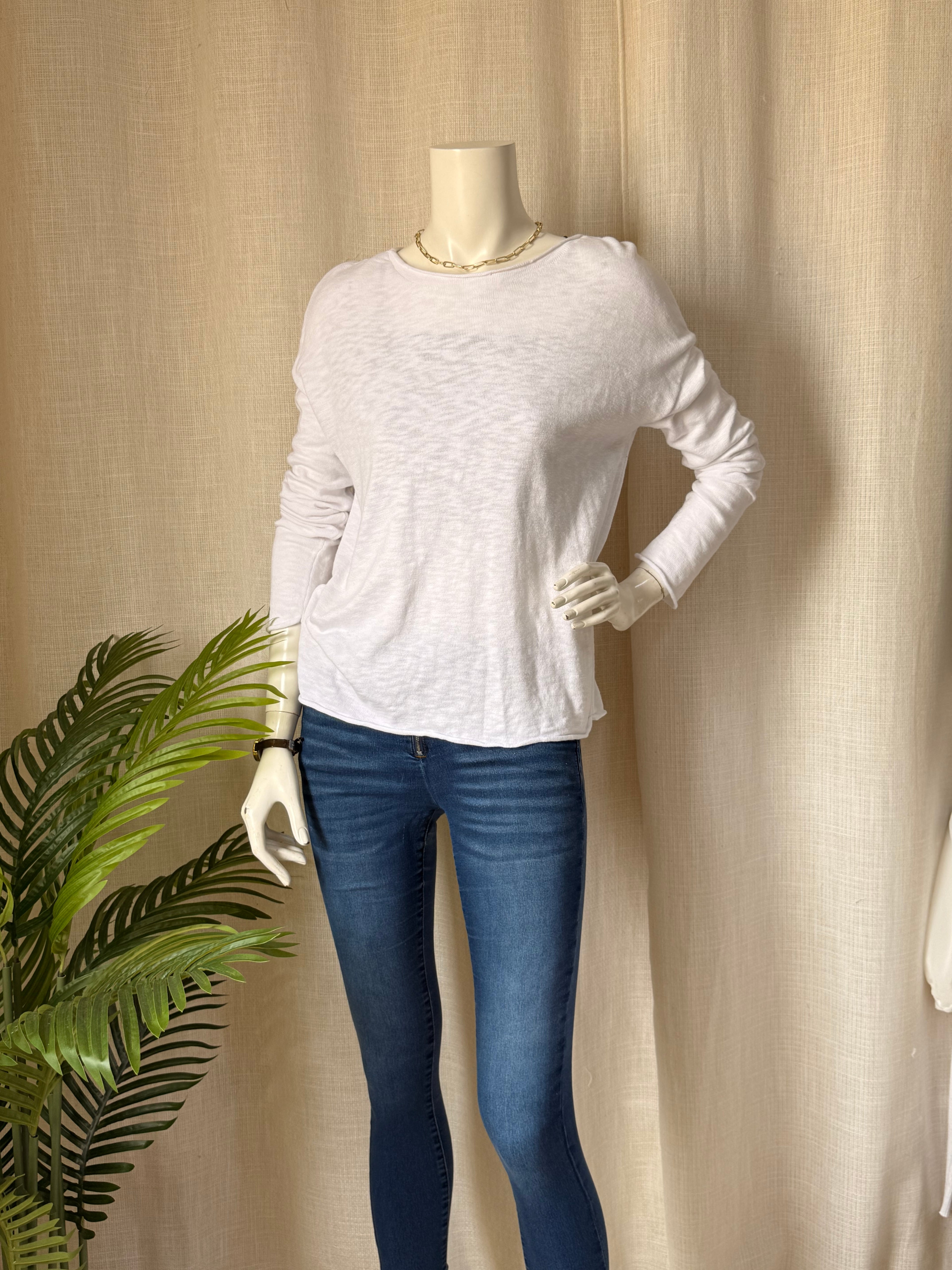 Little Lies White Slub Knit Long Sleeve | Small