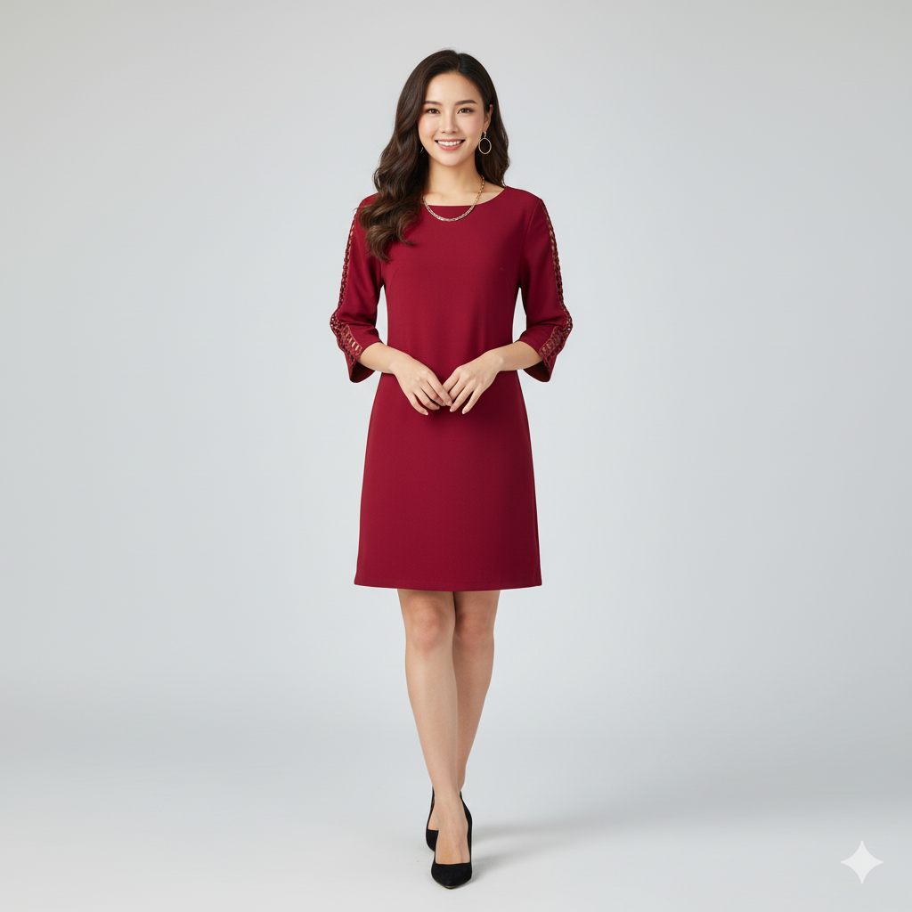 WITH TAG Distinctive Preloved INSIDE Dress with Sleeve Detail - Large, 40 AED!