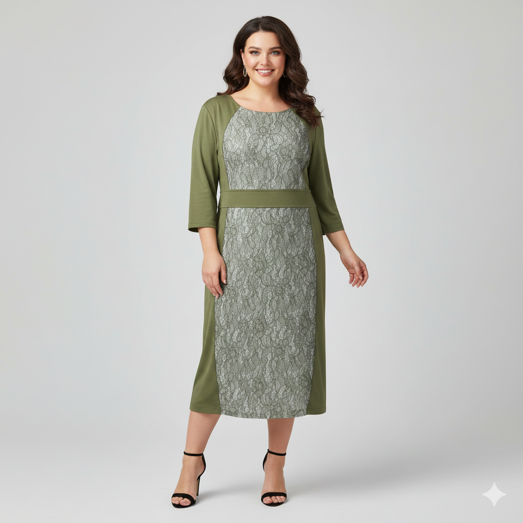 🌿 Chic Comfort: Martini Lace Panel Dress (UK 16)