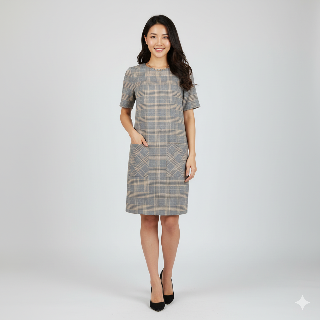 Chic NEXT Plaid Tunic Dress - Preloved UK 8