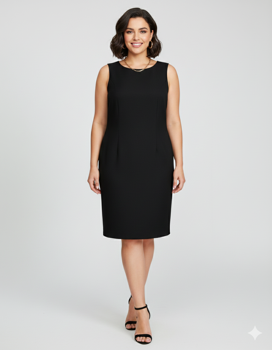 🖤 Effortless Elegance: SAGA DESIGN Preloved Black Sheath Dress (UK 16)