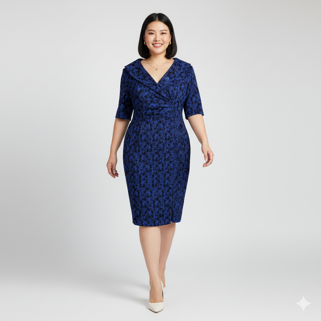 Anthea Crawford Plus Size Blue Wrap Dress (UK 18)