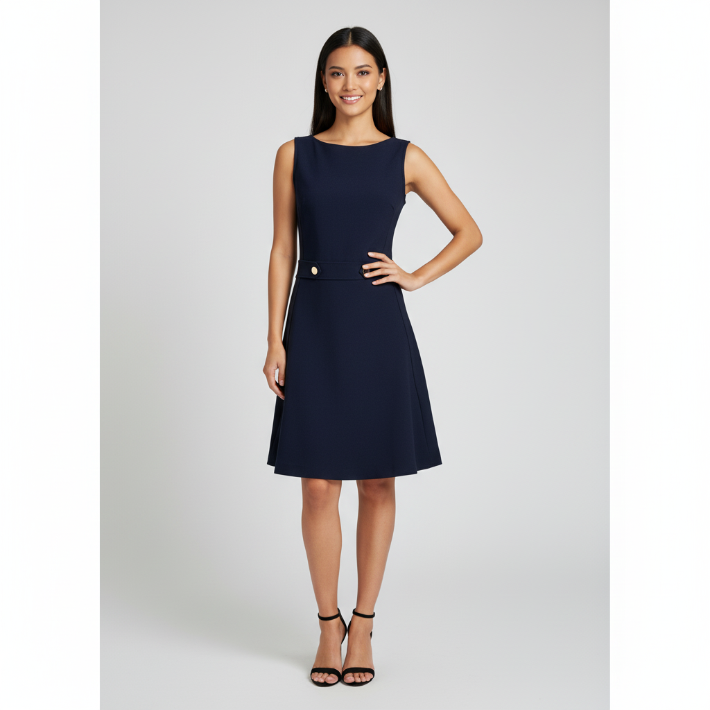 H&M Navy Blue Sleeveless A-Line Dress (Size S)