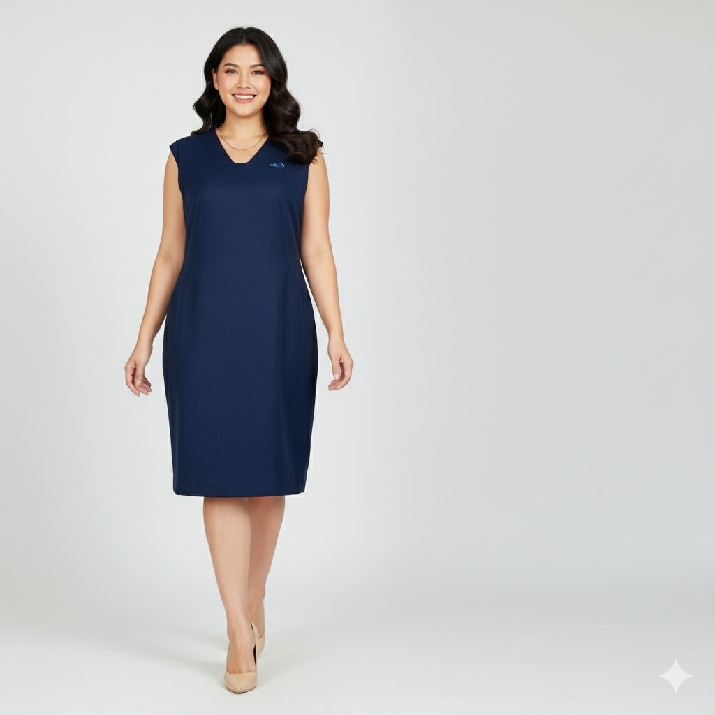 ⚓ ANZ Navy Blue Sleeveless Work Sheath (UK 14)