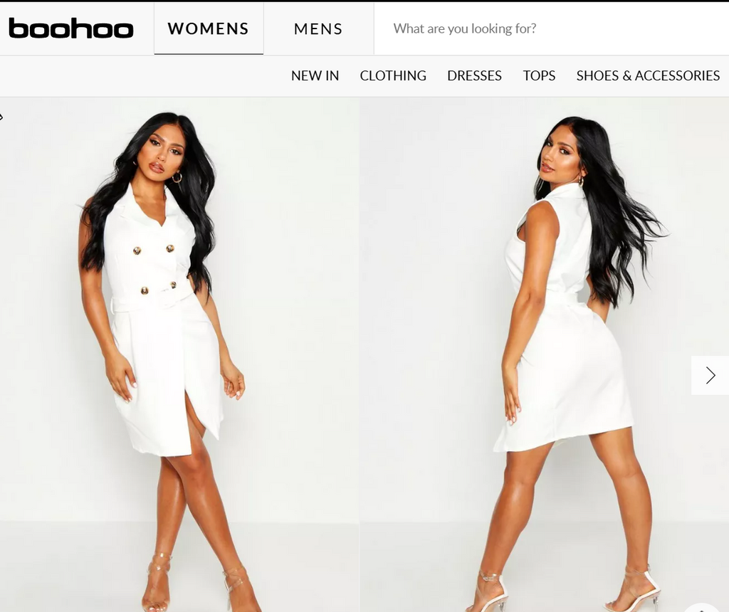 Boohoo White Sleeveless Blazer Dress with Belt