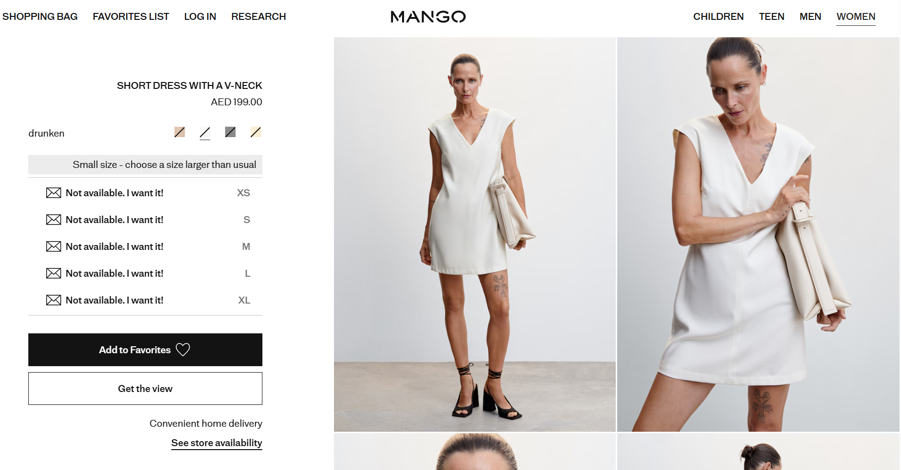 Mango White Linen V-Neck Mini Dress