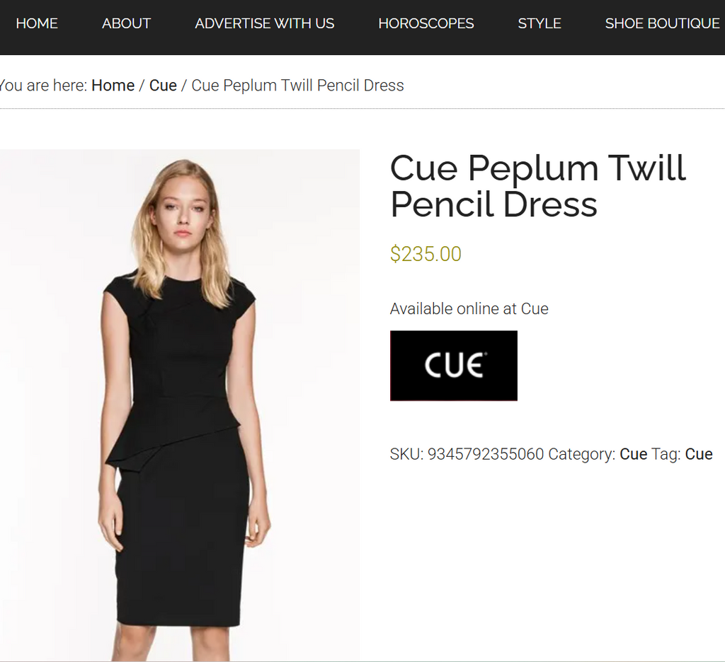 Cue Black Peplum Sheath Dress