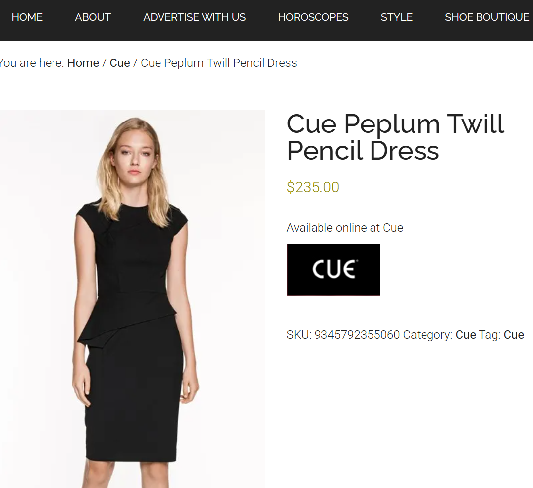 Cue Black Peplum Sheath Dress