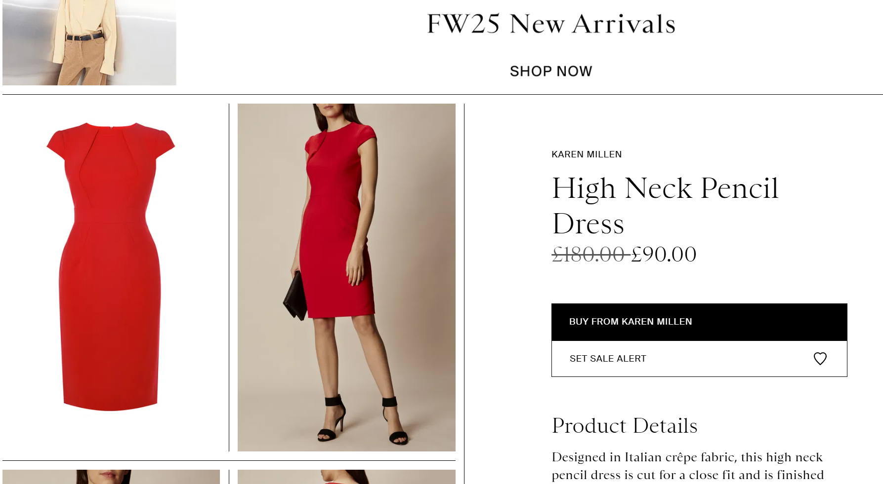 Karen Millen Red Structured Sheath Dress
