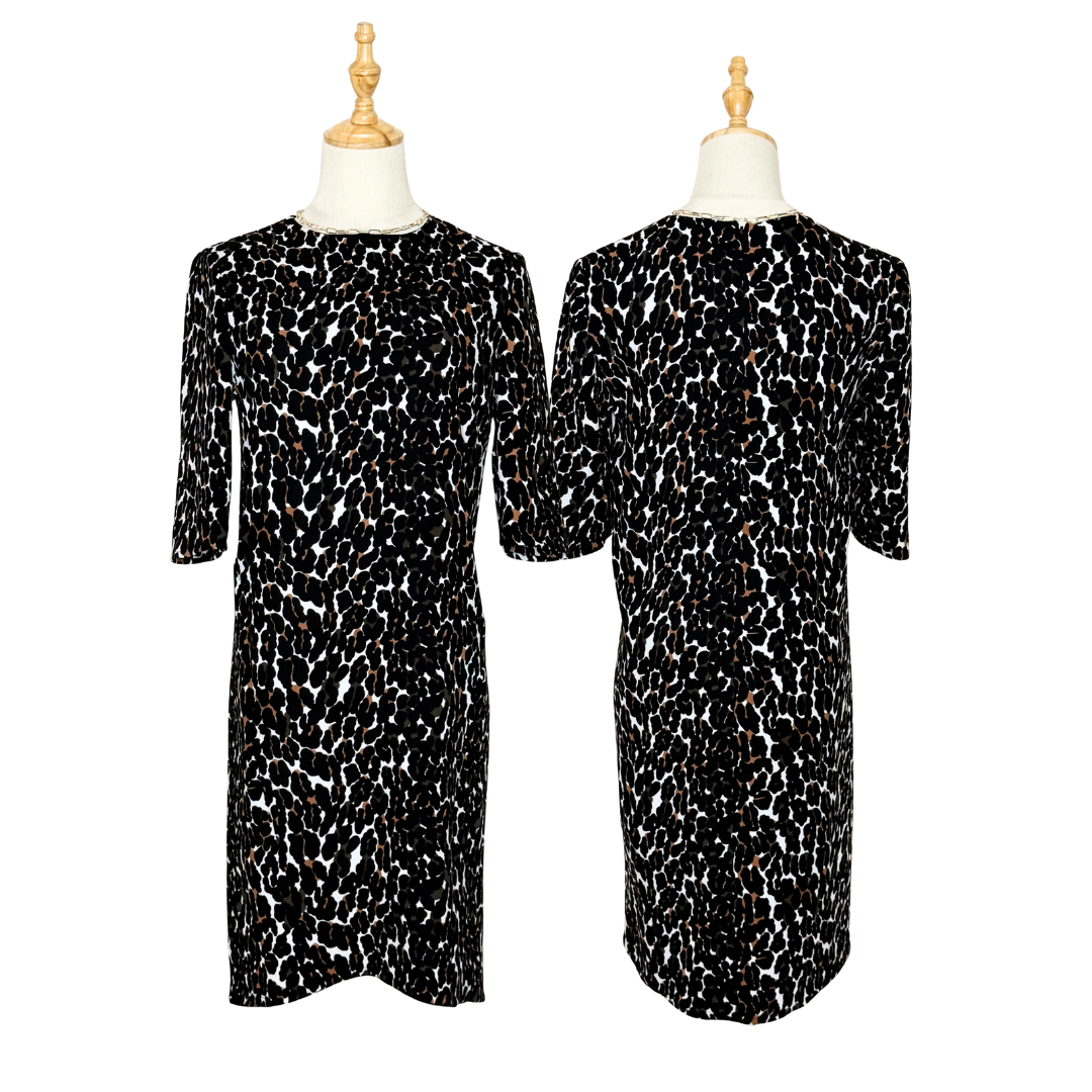 Whistles Black & Brown Leopard Print Dress (UK 6  / XS)