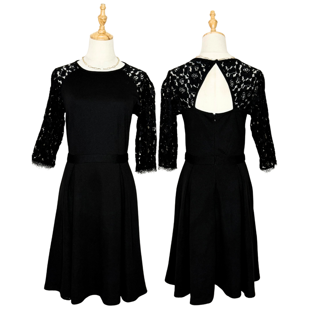 Dorothy Perkins Black Lace Fit-and-Flare Dress (Medium)