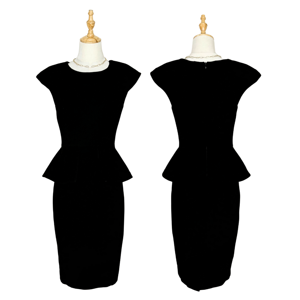 Cue Black Peplum Sheath Dress (XS)